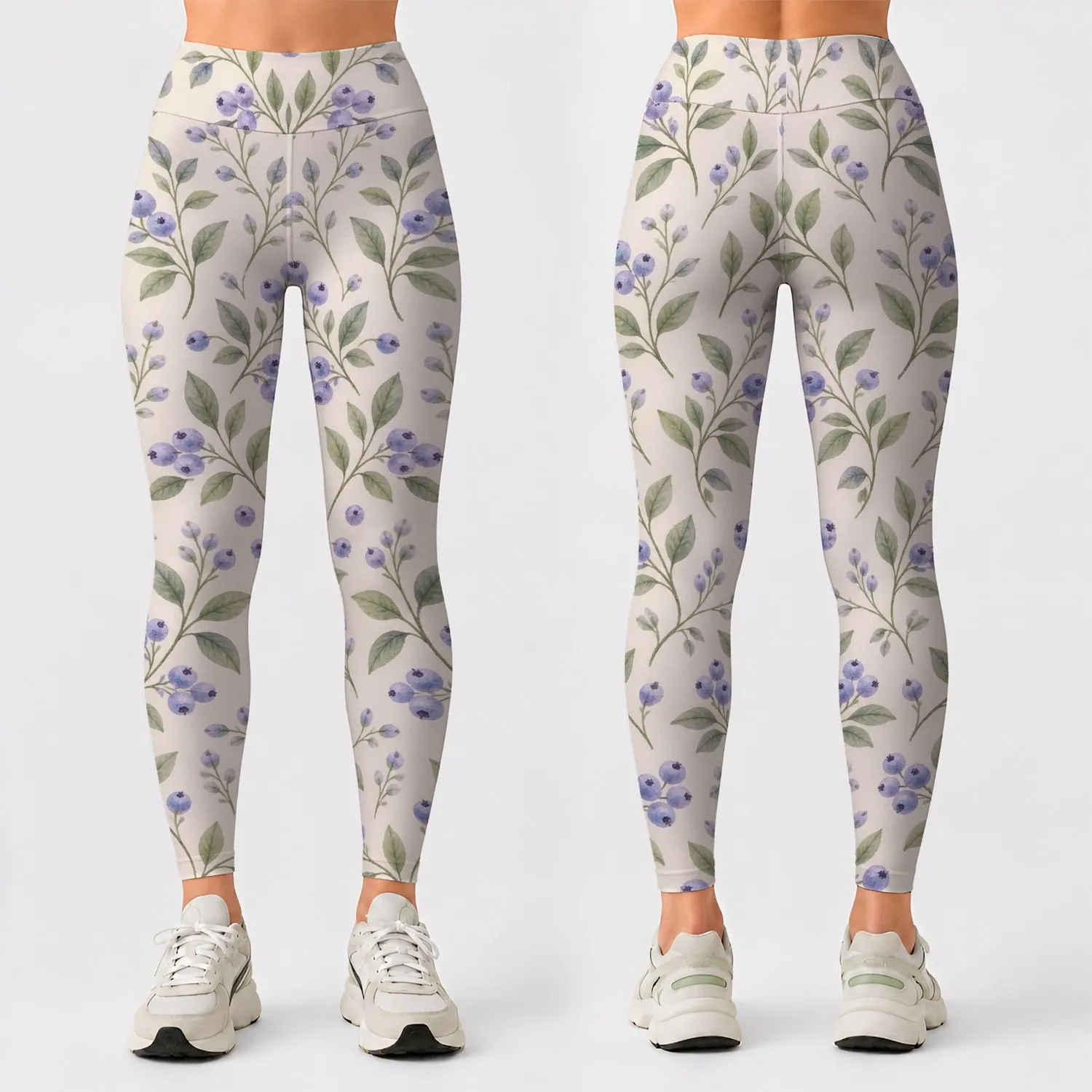Lavender Berry Sprigs for Yoga, Pilates, and Relaxed Everyday Wear Leggings - 1