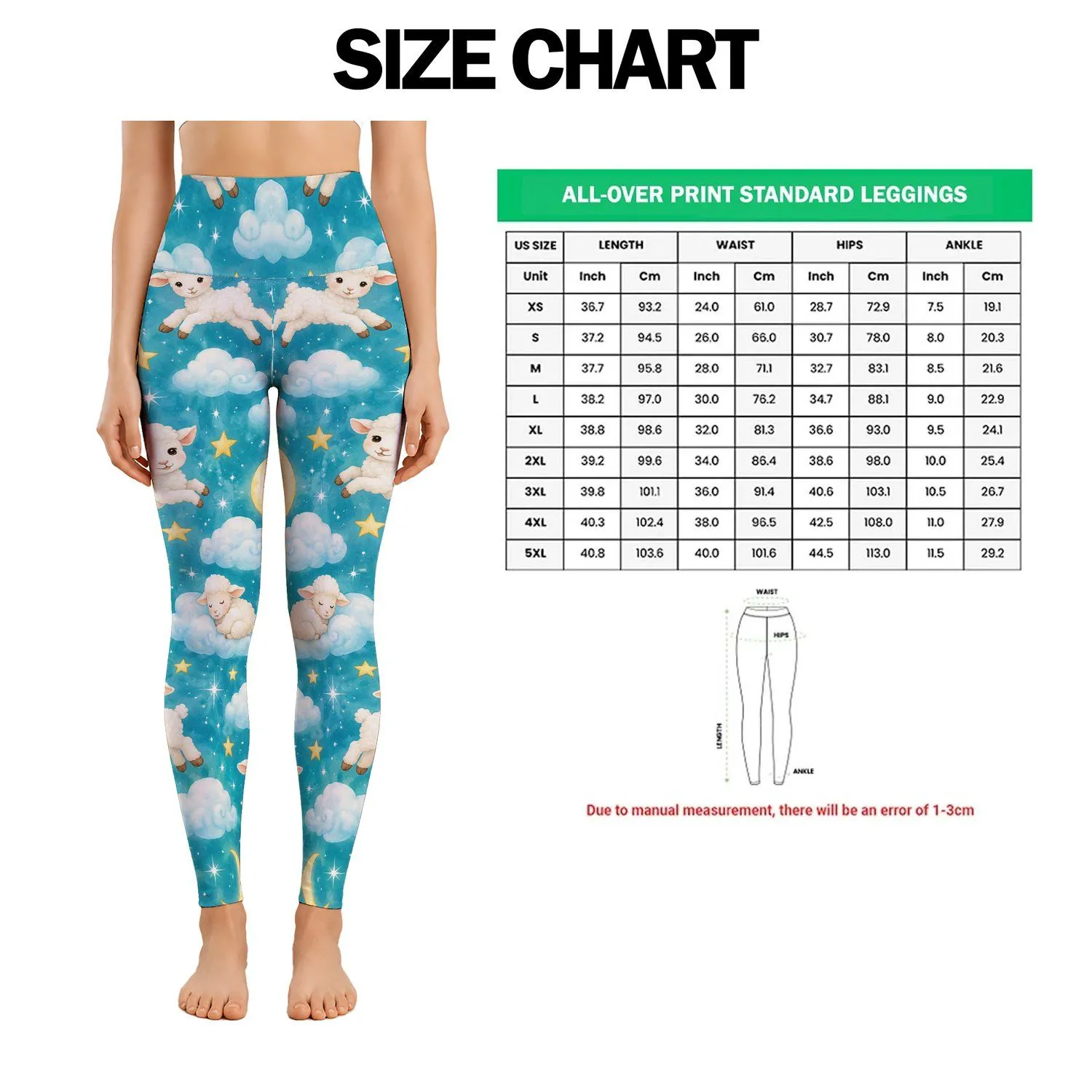 Sleepy Sheep Among Clouds for Dreamy Everyday Style for Relaxed Weekend Wear Women Leggings - 1