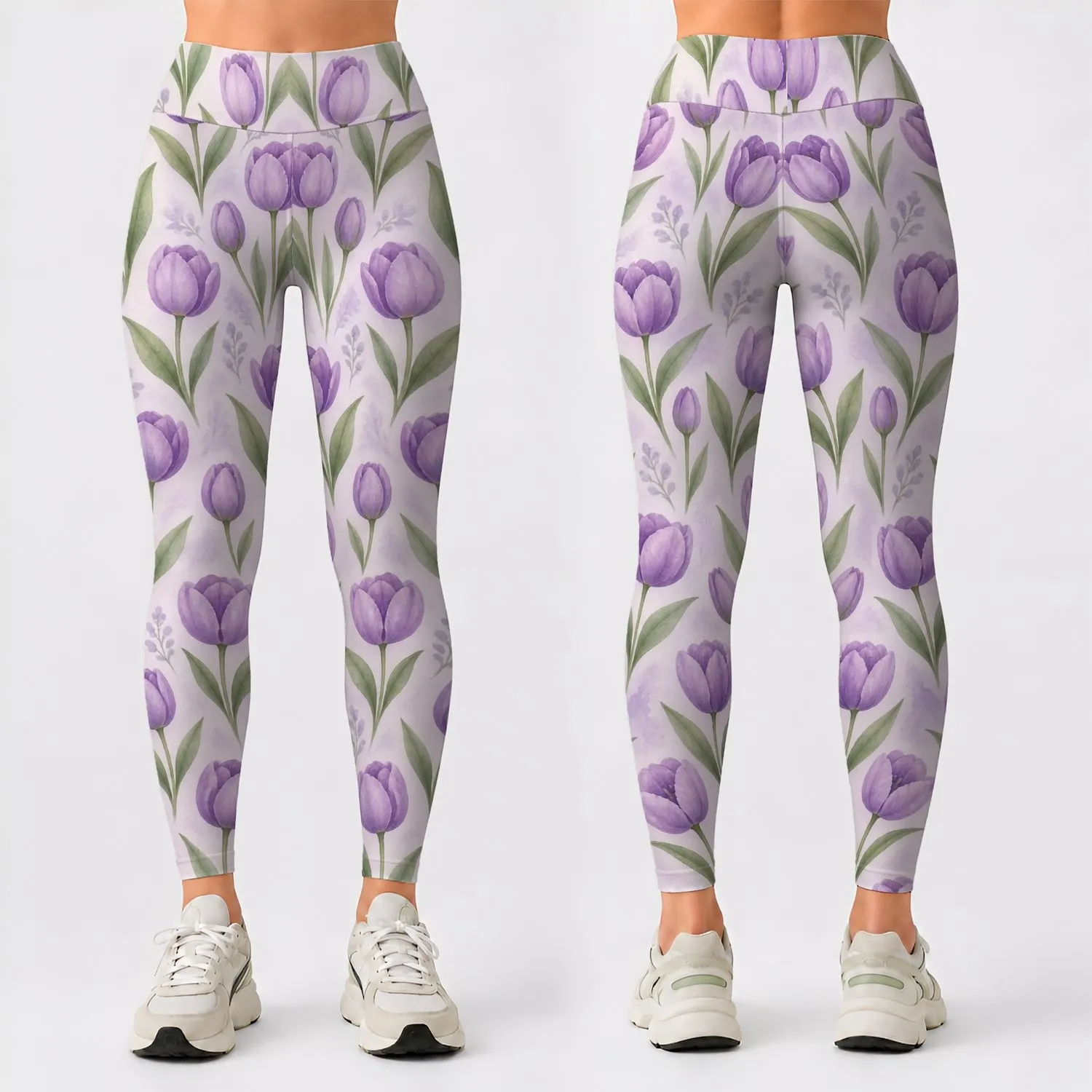 Purple Tulip Blooms for Spring Garden Strolls and Everyday Comfort Leggings - 1