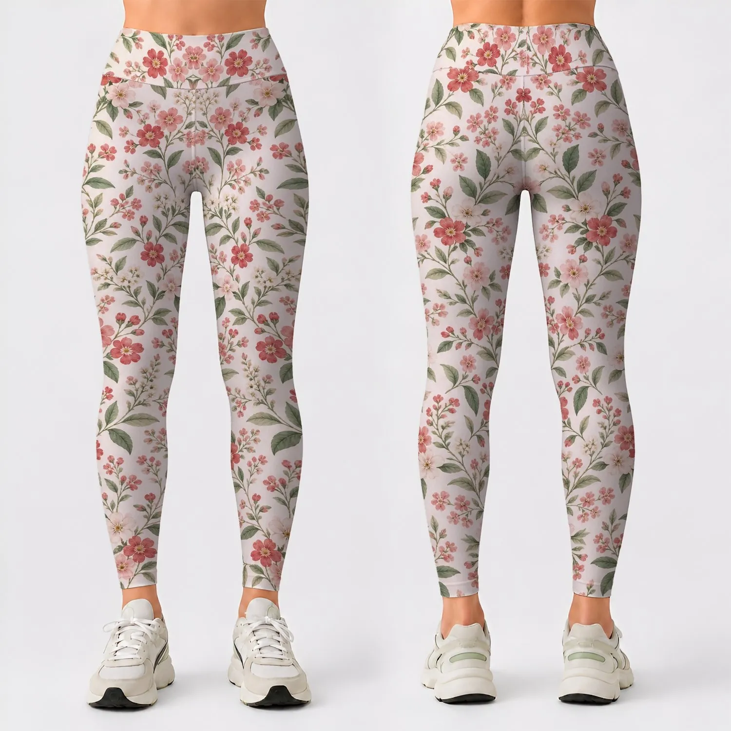 Tiny Coral Wildflowers for Yoga, Fitness, and Everyday Activewear Leggings - 1