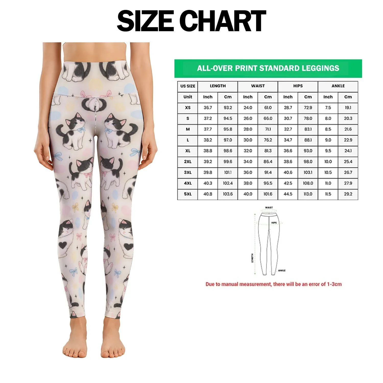 Playful Pastel Kittens and Bows for Gym Days and Everyday Adventures Leggings - 1