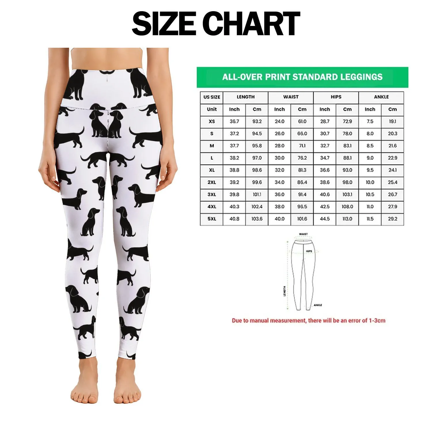 Black Dachshund Silhouettes for Playful Yoga and Everyday Activewear Leggings - 1