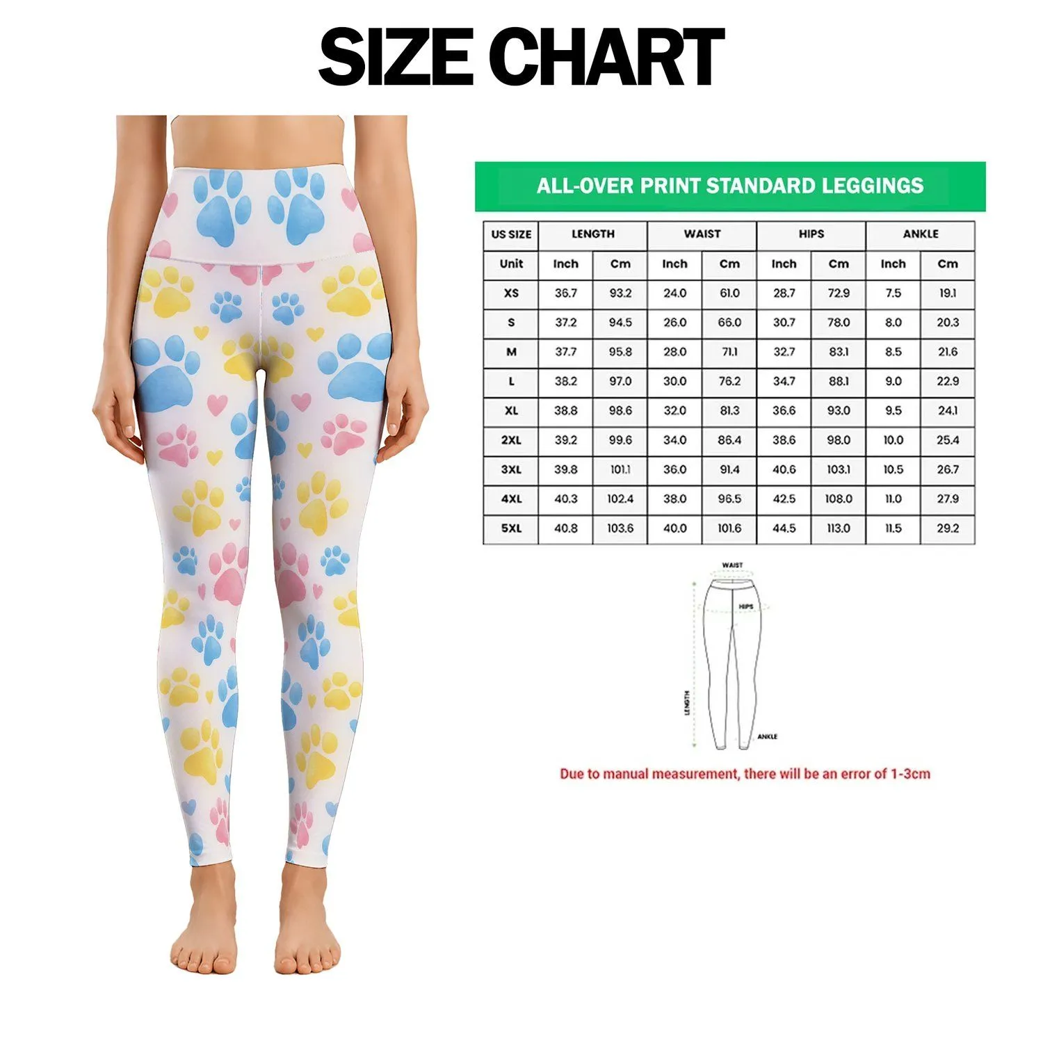 Pastel Colorful Paw Prints for Yoga, Pilates, and Everyday Activewear Leggings - 1