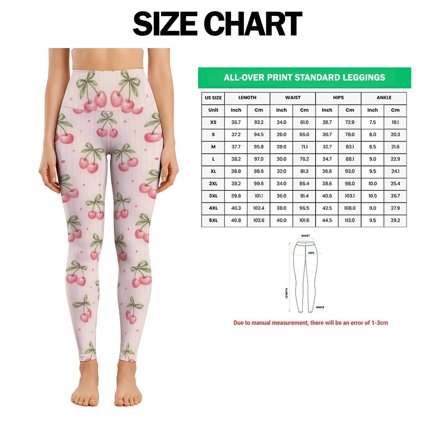 Blush Cherry and Sage Bow Motifs for Sweet Studio-to-Street Activewear Style and Yoga Days Leggings - 1