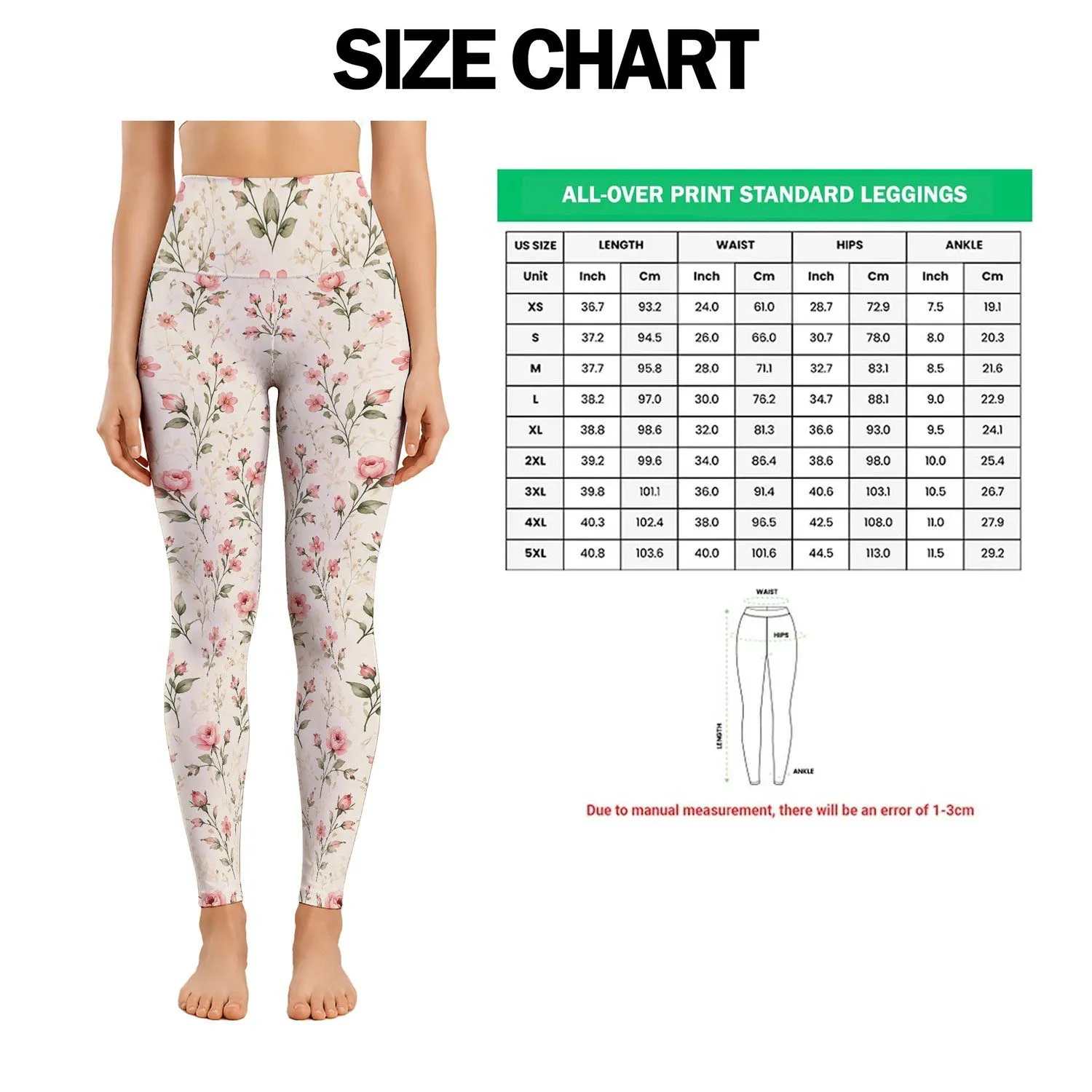 Ivory Rosebud Sprigs For Pilates, Gym, And Everyday Wellness Wear Leggings - 1