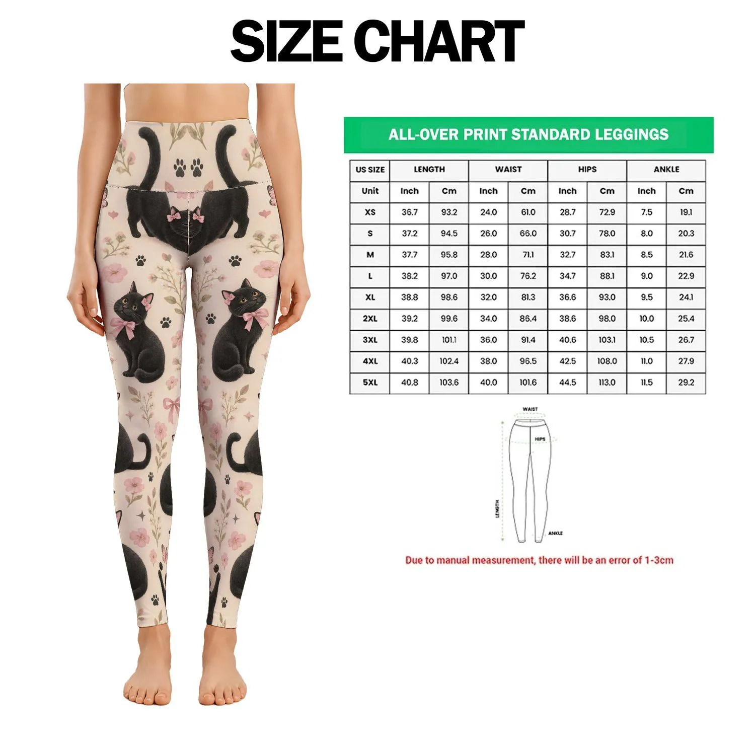 Black Cat Bow Tie Motifs for Cozy Everyday Style, Casual Outings, and Feline Fans Leggings - 1