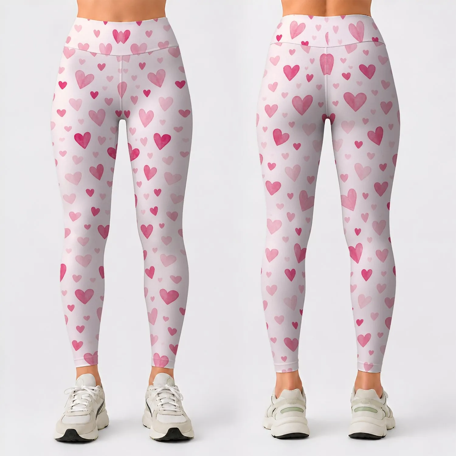 Tiny Pink Hearts on Soft Ivory for Sweet Everyday Style, Workouts, and Weekend Dates Leggings - 1