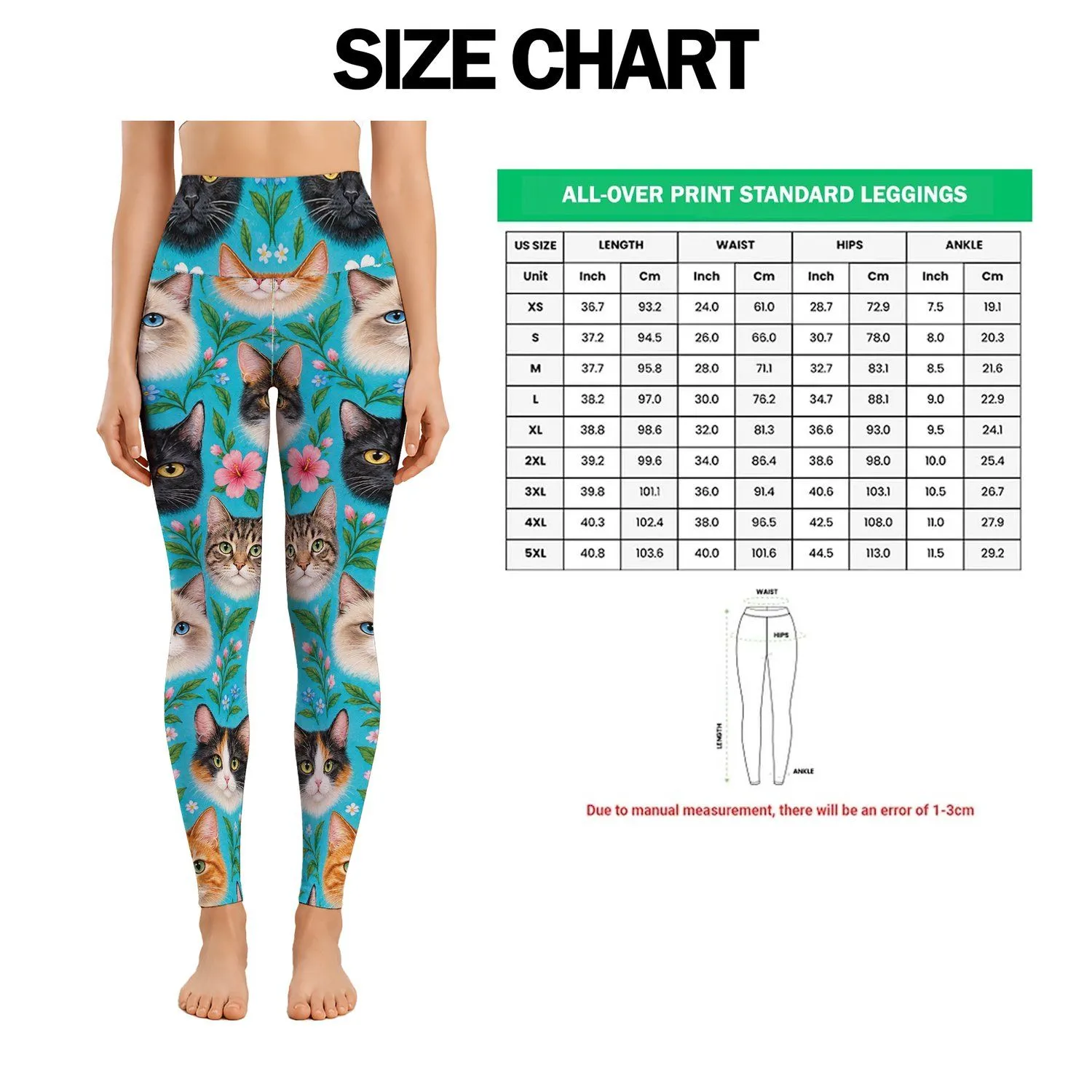 Colorful Cat Faces for Playful Yoga Sessions and Everyday Feline Lover Lifestyle Leggings - 1