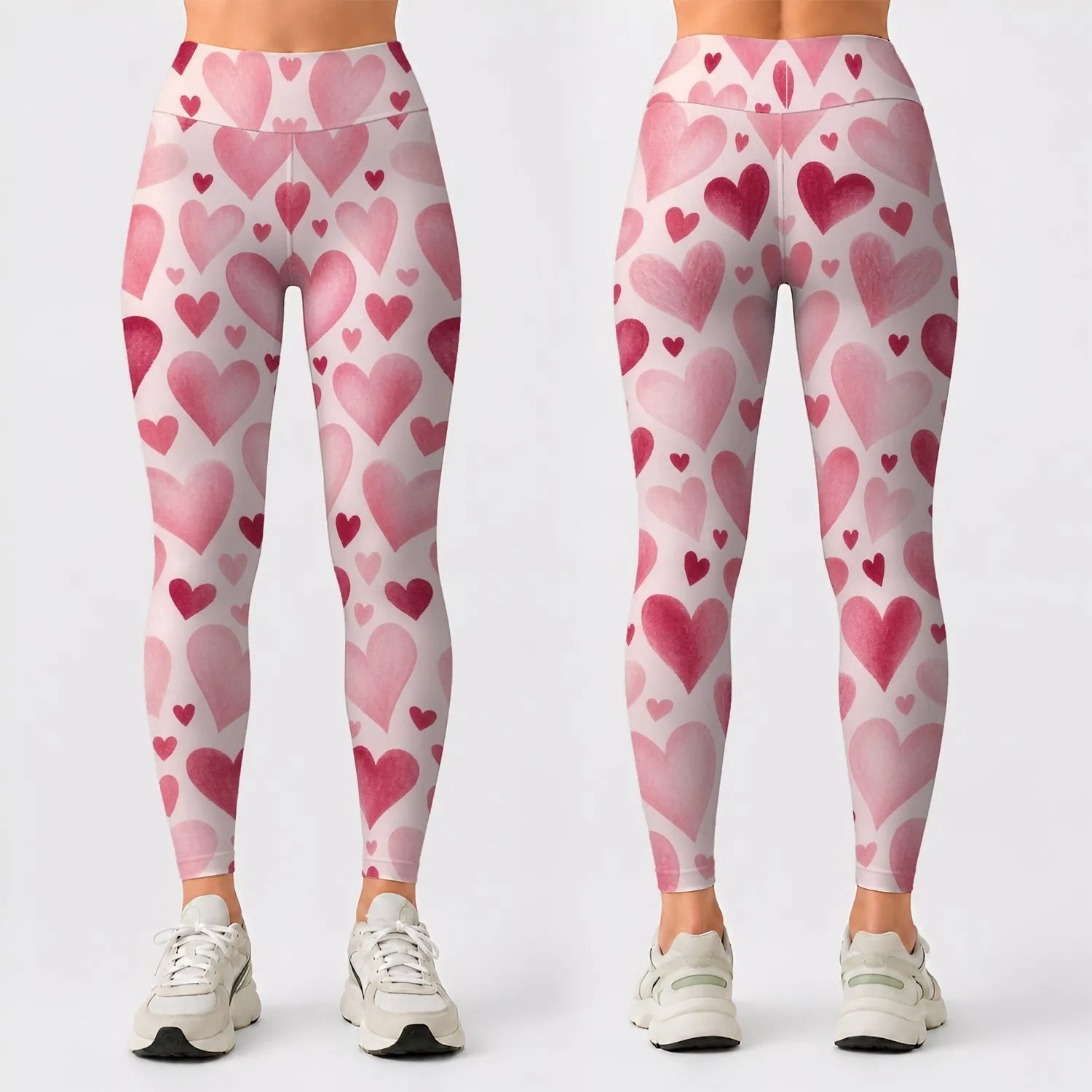 Soft Blush Heart Motif for Studio Days and Sweet Everyday Activewear Style for Her Leggings - 1