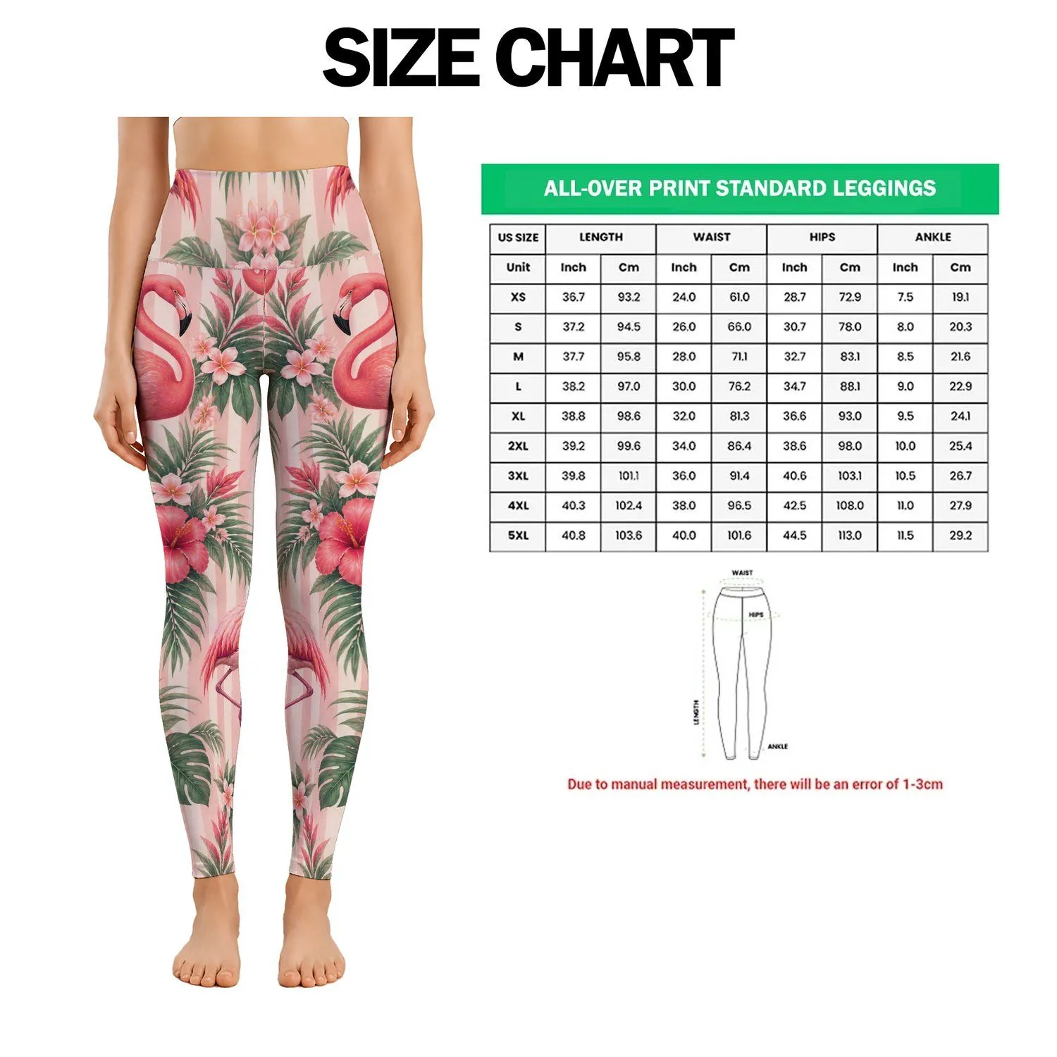 Elegant Pink Flamingos with Blush Stripes for Yoga, Running, and Everyday Activewear Leggings - 1
