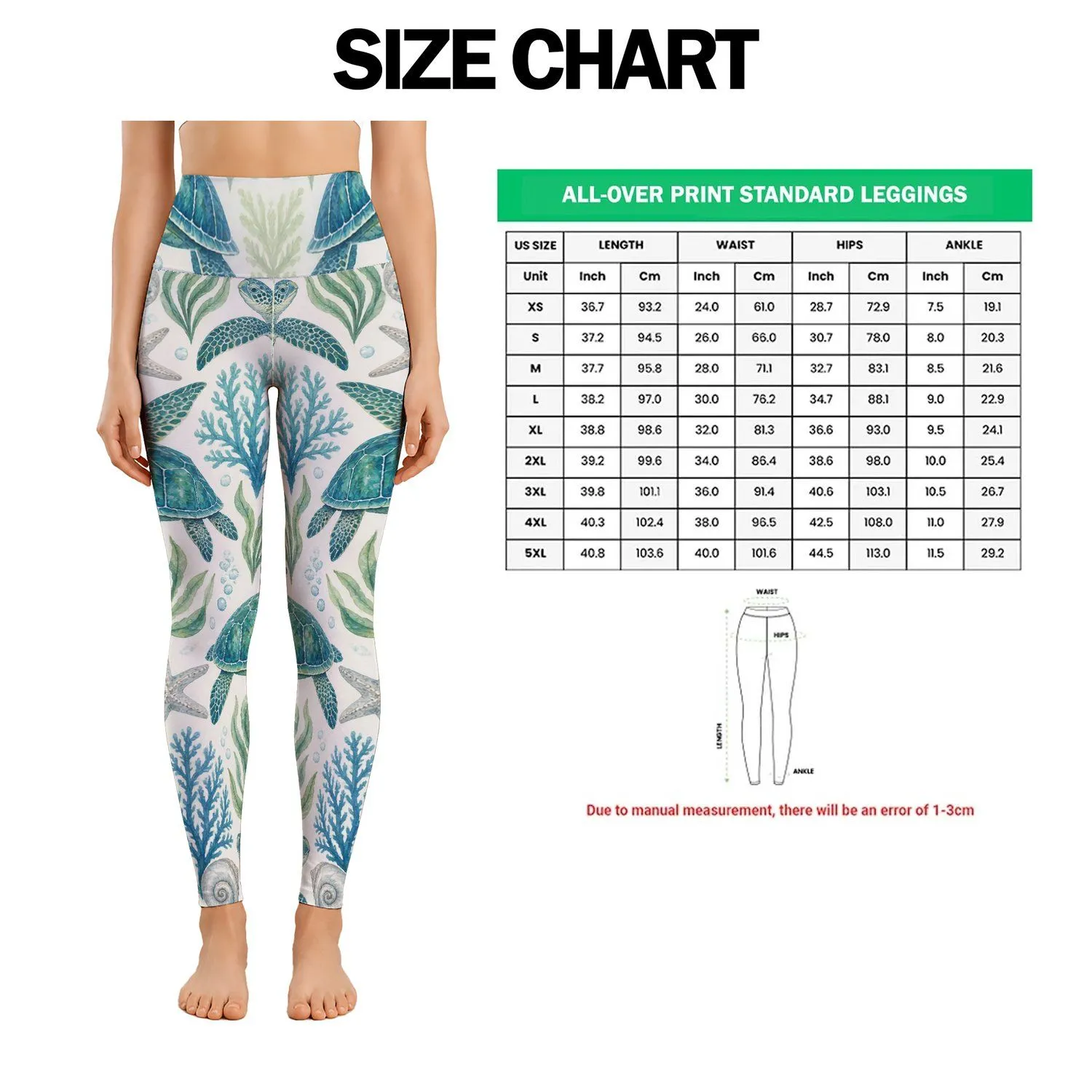 Teal Sea Turtles And Coastal Shells For Ocean-Loving Yoga And Beachside Adventures Leggings - 1