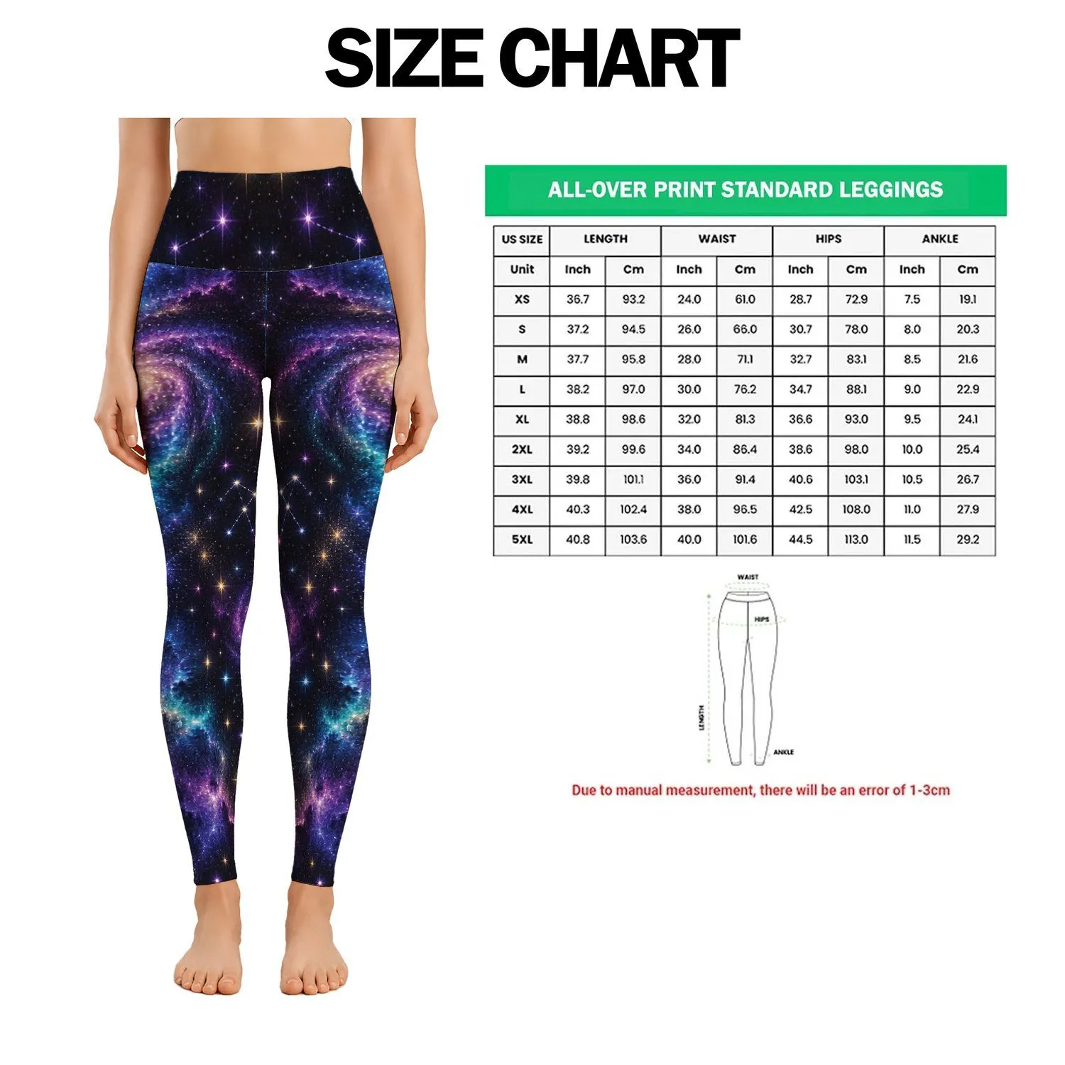 Colorful Starry Night Sky for Yoga, Fitness, and Everyday Cosmic Style Leggings - 1