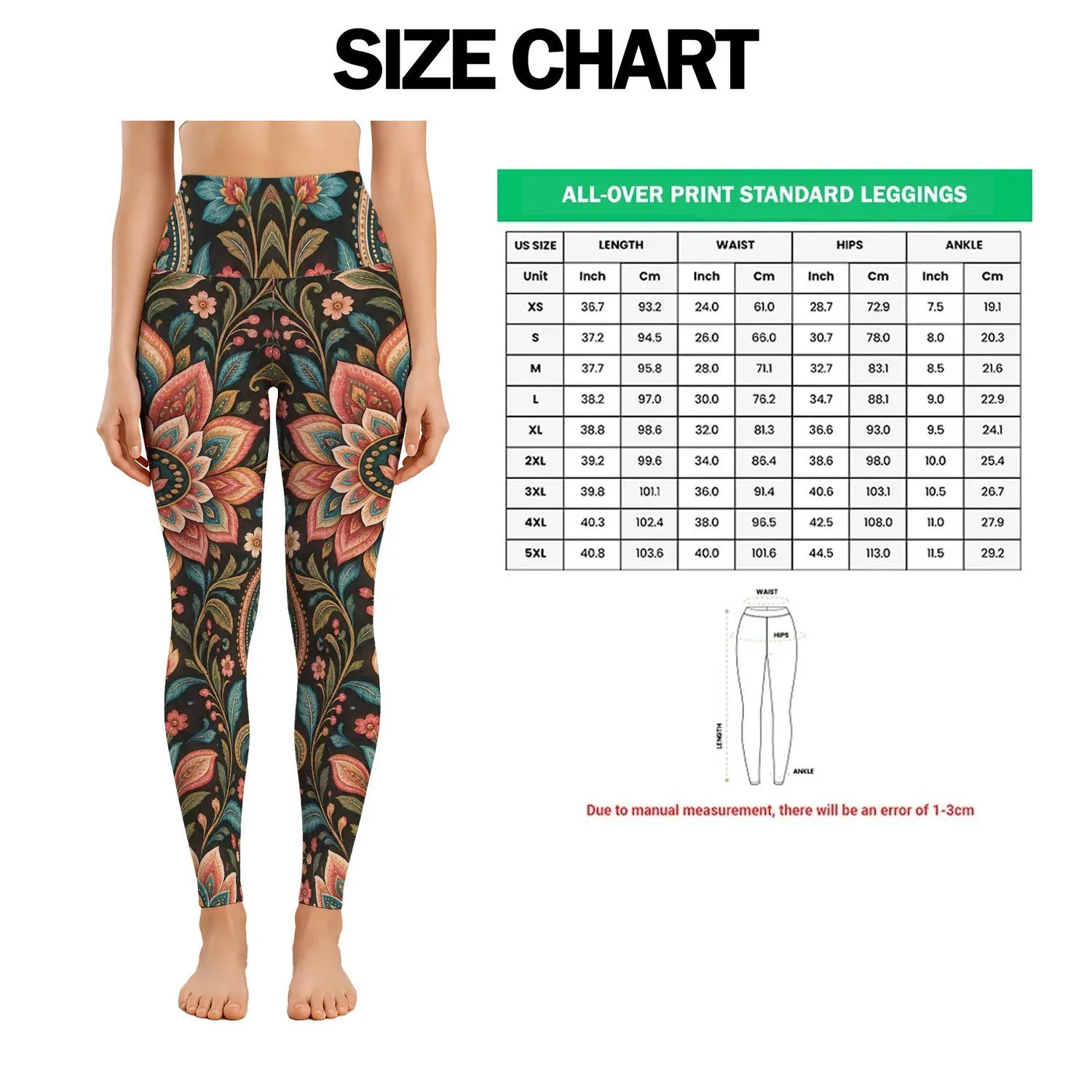 Colorful Folk Floral Paisley Blooms For Cozy Winter Walks And Everyday Comfort Leggings - 1