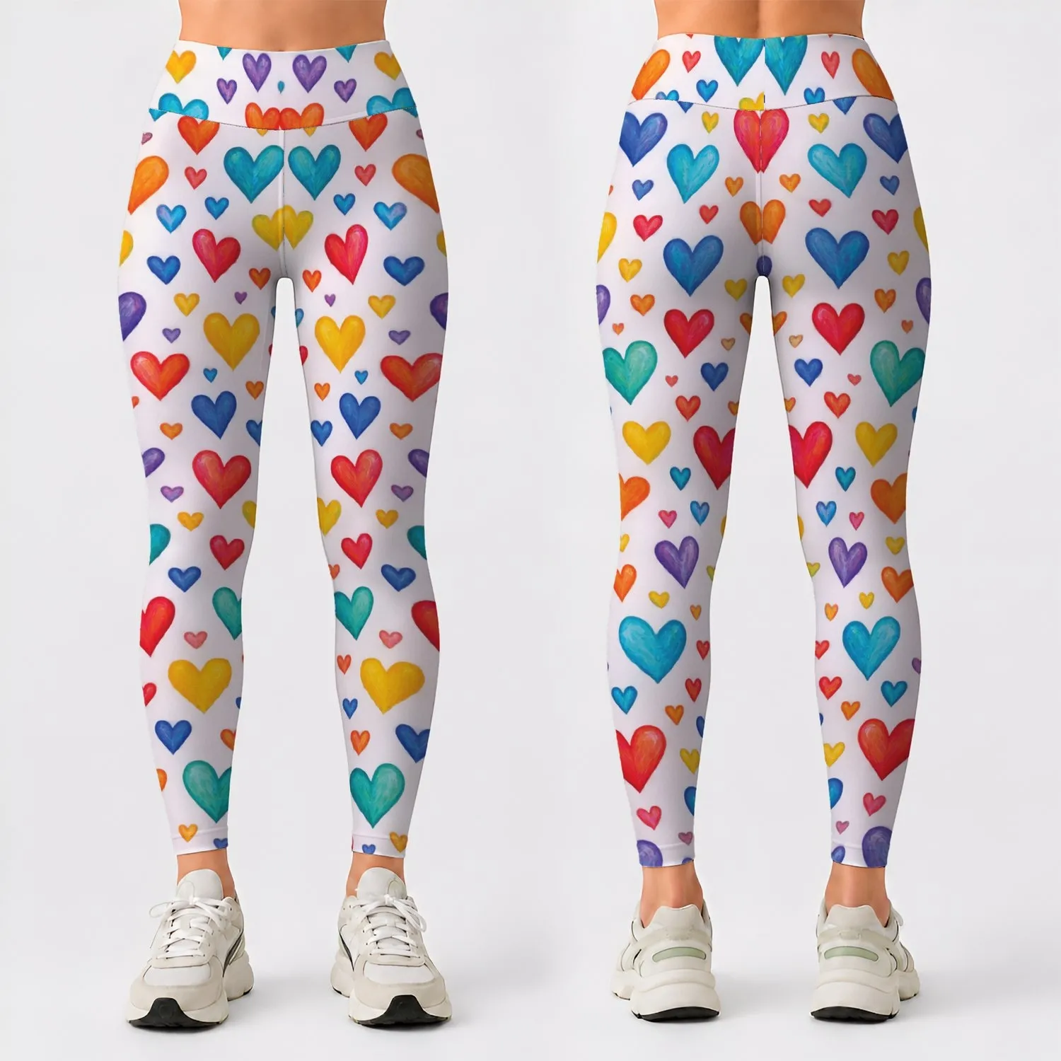 Colorful Rainbow Hearts for Cheerful Everyday Style and Festive Winter Gifting All Year Leggings - 1