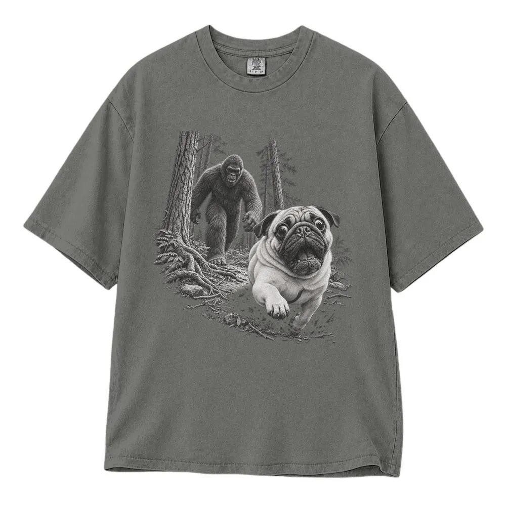 Funny Pug and Bigfoot Shirt, Dog Lover Gift, Vintage Graphic Style, Tee, Hoodie, Sweatshirt - 1