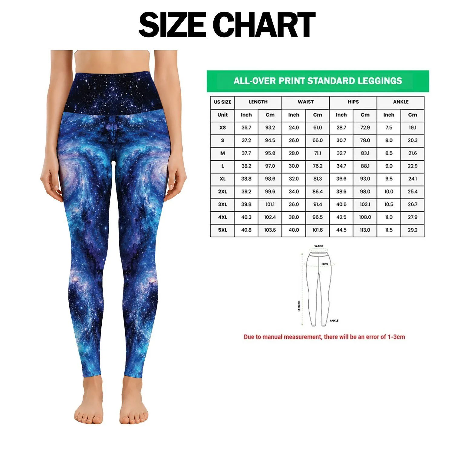 Deep Blue Milky Way Starfield for Stargazing Nights and Cosmic Costume Party Wear Leggings - 1