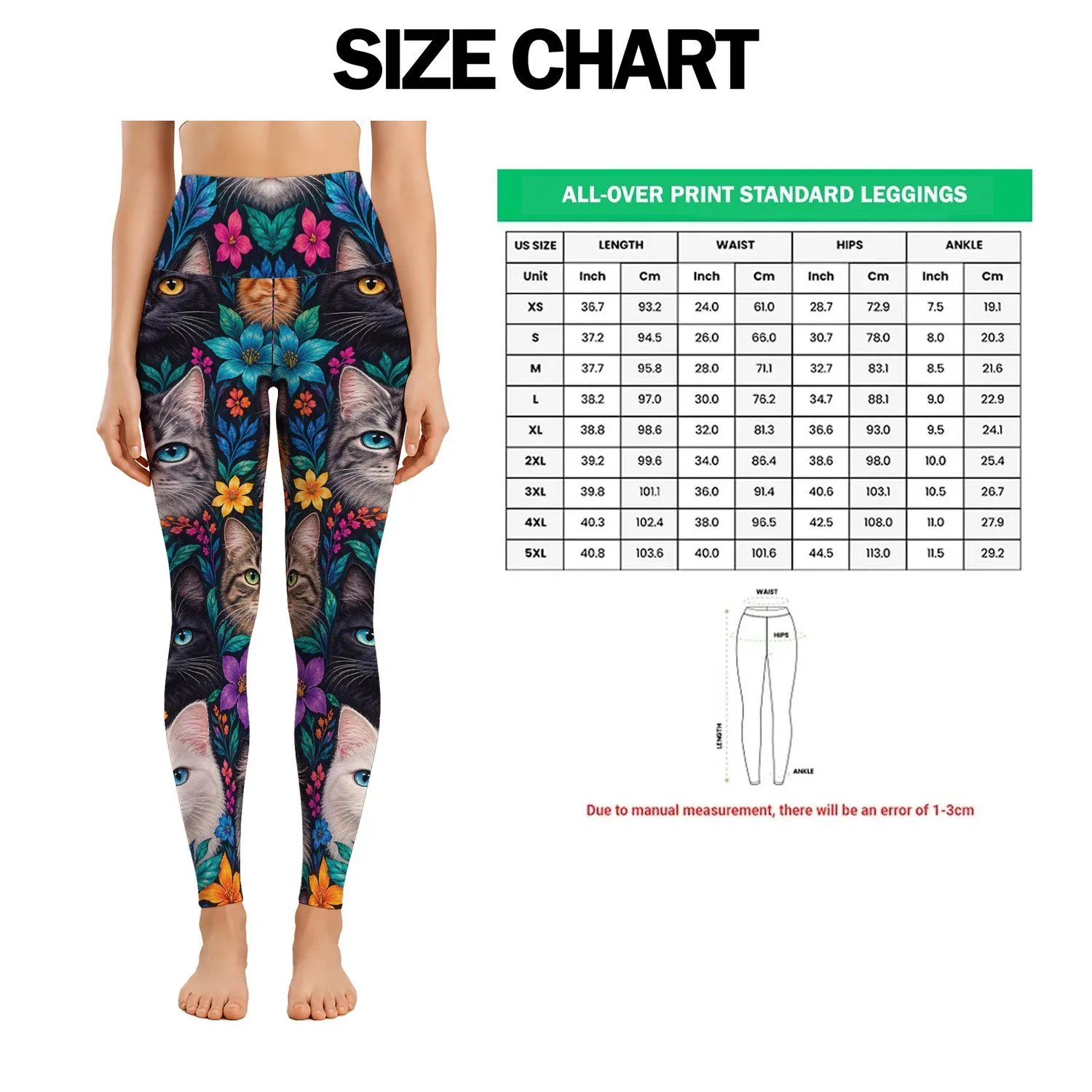 Colorful Cat Faces With Rainbow Fur for Cozy Everyday Style and Feline Lovers Leggings - 1