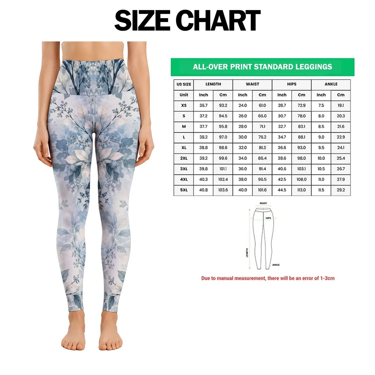 Misty Blue Tree Branches for Calm Yoga, Walks, and Everyday Streetwear for Women Leggings - 1