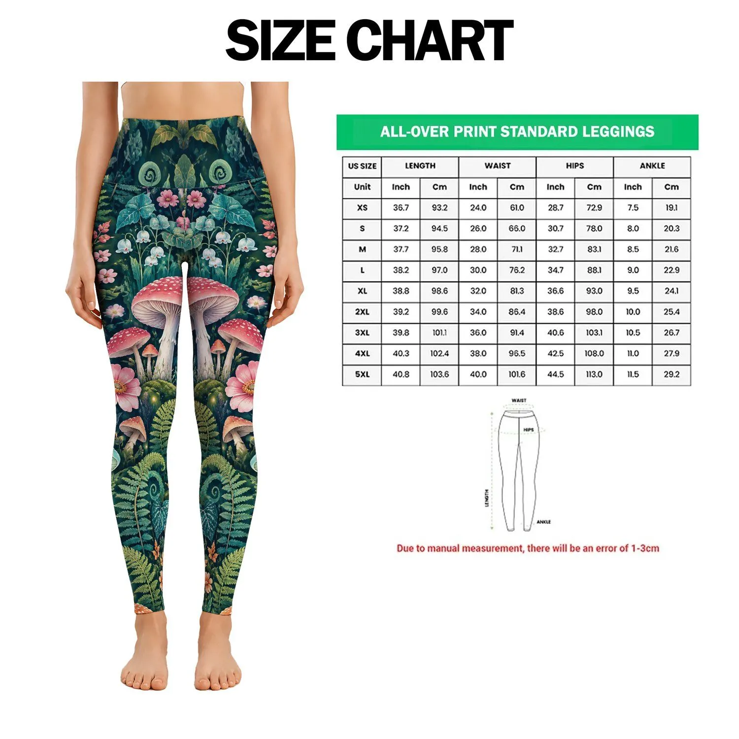 Mushroom Forest Fungi and Ferns for Whimsical Outdoor Adventures Leggings - 1