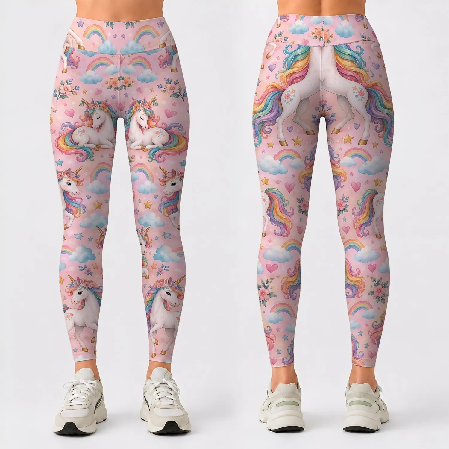 Pastel Unicorns And Rainbows For Yoga, Running, And Everyday Wear Leggings - 1