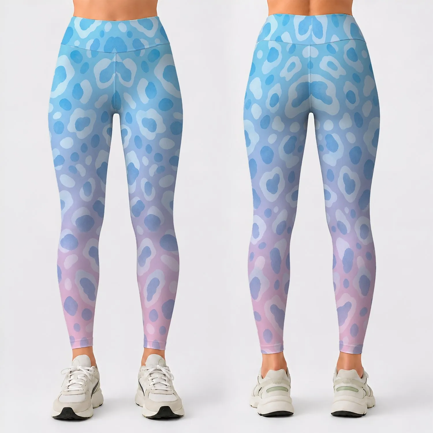 Pastel Aqua Lavender Organic Spots for Yoga, Running and Everyday Activewear Style Leggings - 1