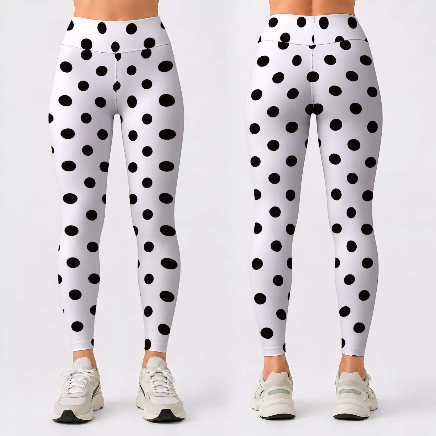 Sky Blue and Black Polka Dots for Yoga, Pilates, Commuting and Everyday Wear Leggings - 1