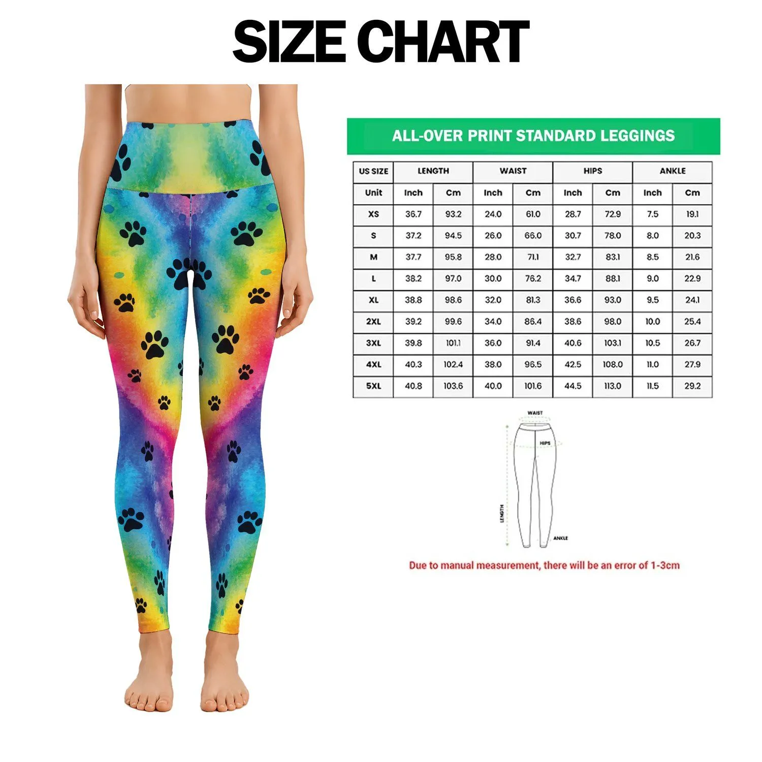 Vibrant Rainbow Paw Trails for Cheerful Everyday Adventures and Active Pet Lovers Everywhere Leggings - 1