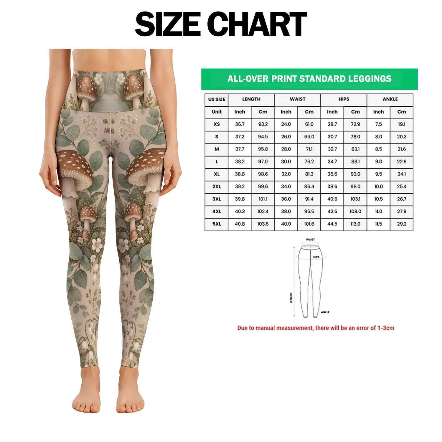 Toadstool Mushroom And Butterfly Woodland Motifs For Yoga And Nature Walks Leggings - 1
