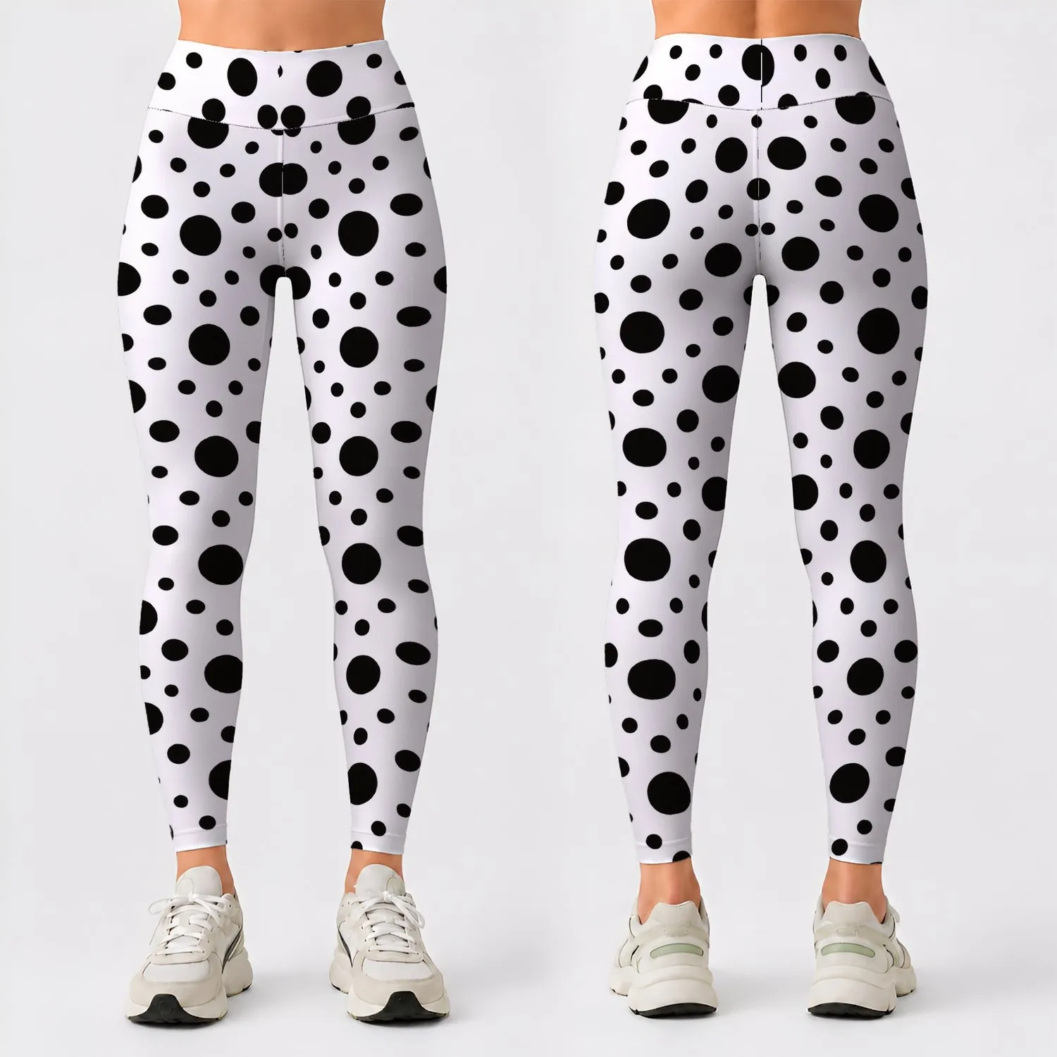 Black Polka Dot Style for Yoga, Running and Everyday Fitness for Women Leggings - 1