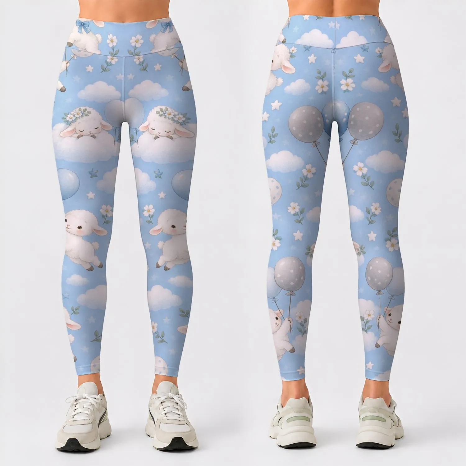 Whimsical Balloon-Holding Bunnies for Yoga, Pilates And Everyday Weekend Wear Leggings - 1