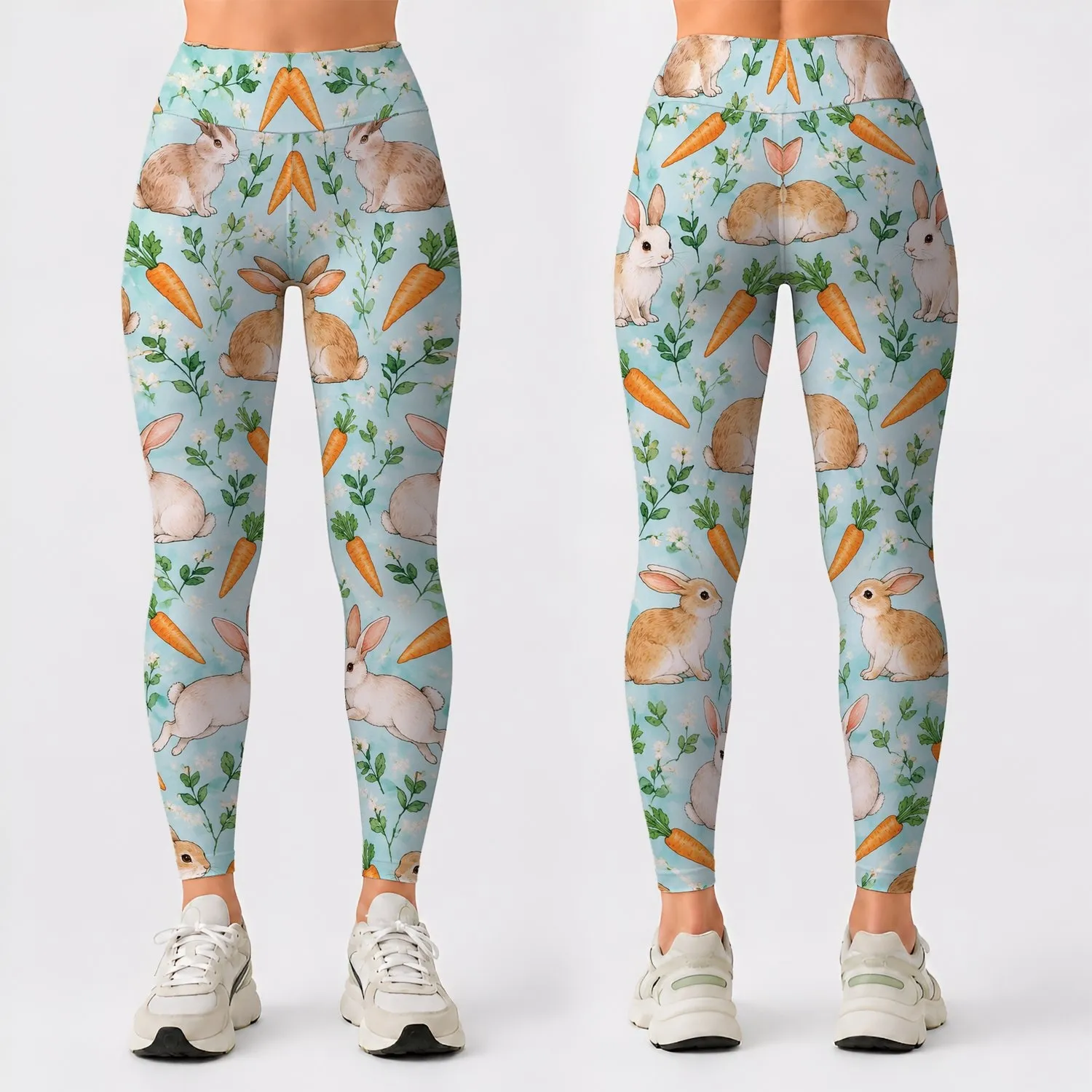 Whimsical Rabbit and Carrot Art for Yoga, Pilates and Everyday Leisure Leggings - 1