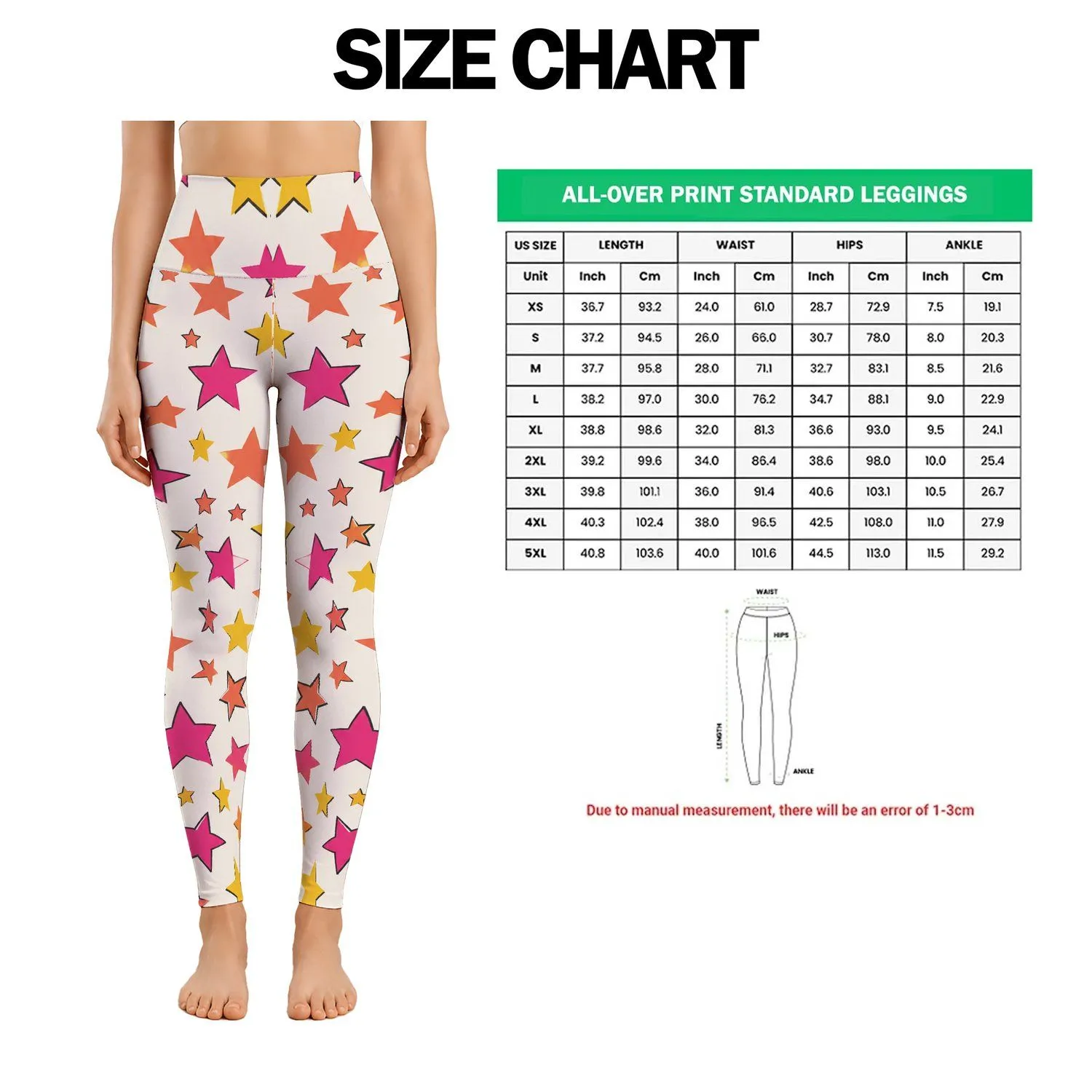 Colorful Stars for Yoga, Pilates, Studio Sessions and Everyday Fitness Wear for Women Leggings - 1