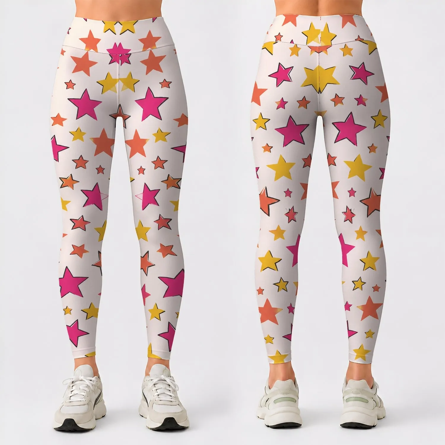 Colorful Stars for Yoga, Pilates, Studio Sessions and Everyday Fitness Wear for Women Leggings - 1