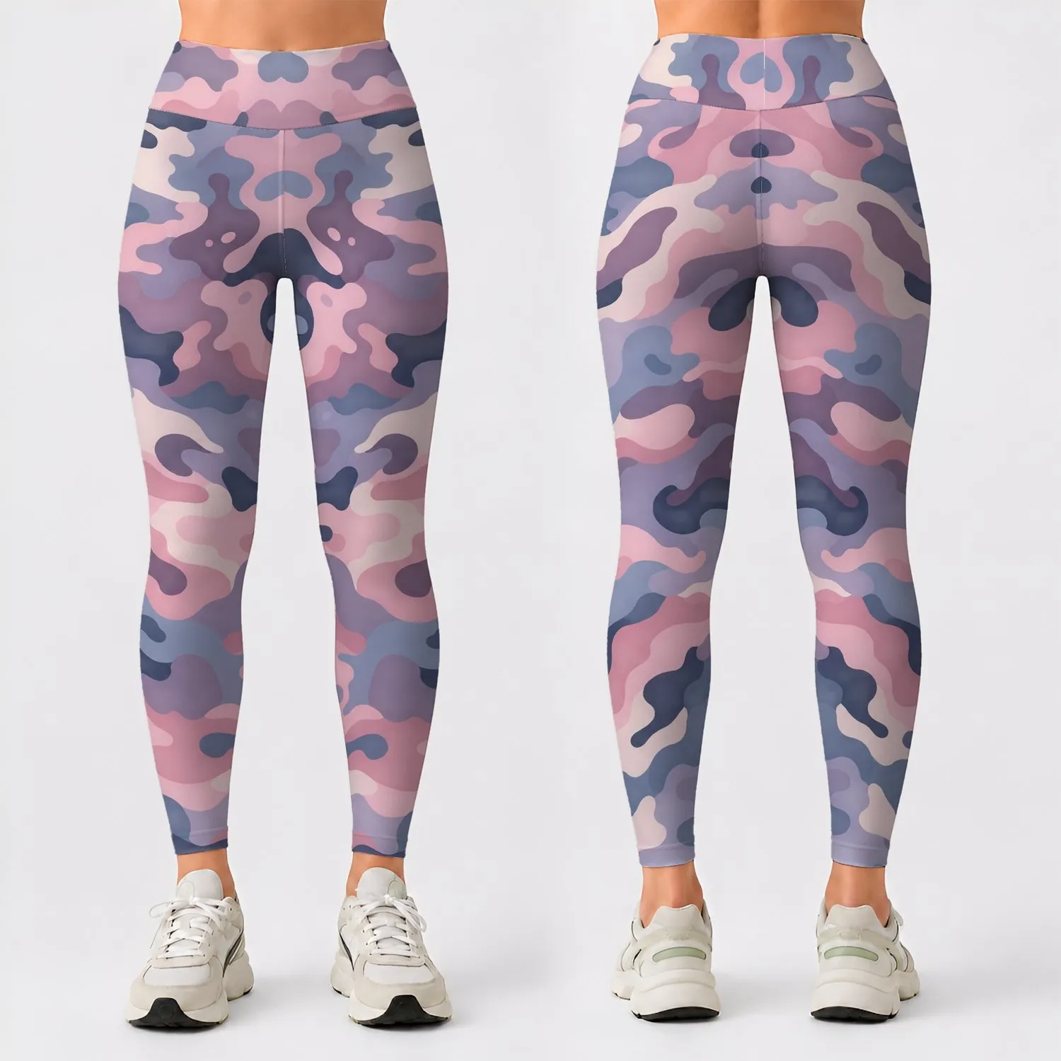 Soft Pink Camo Shapes for Yoga, Pilates, Gym Sessions and Everyday Athleisure Leggings - 1