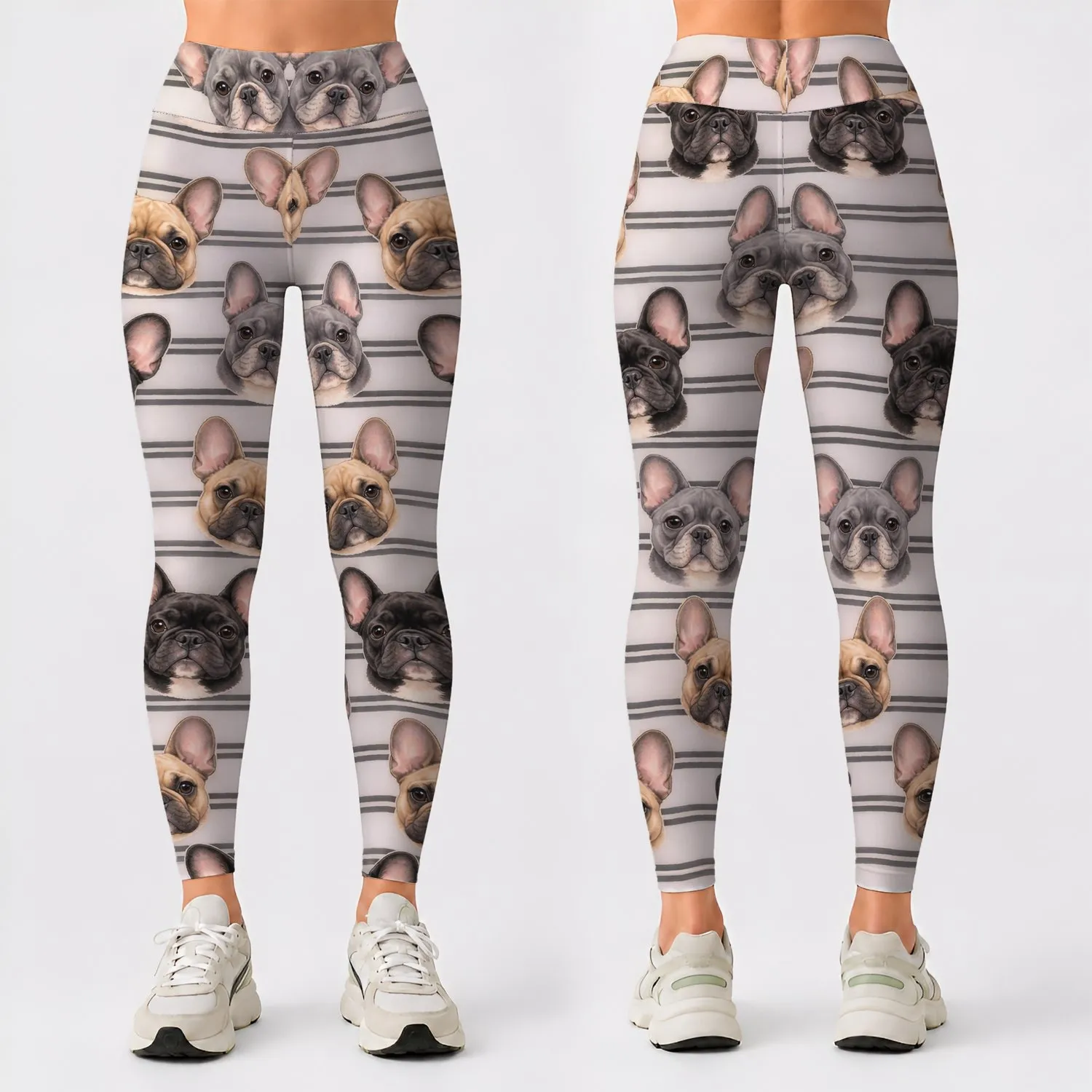 French Bulldog Stripe Style for Yoga, Pilates and Everyday City Outings Leggings - 1