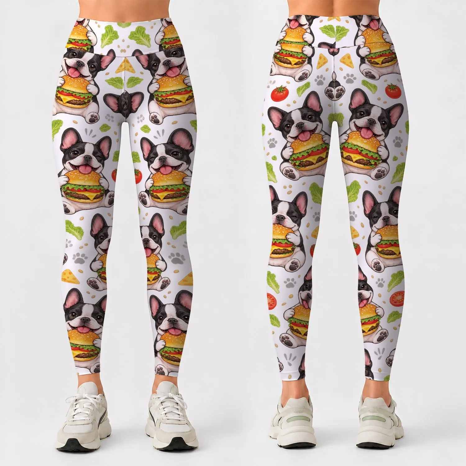 French Bulldog Cheeseburger Companions for Yoga, Gym Days and Weekend Errands Leggings - 1