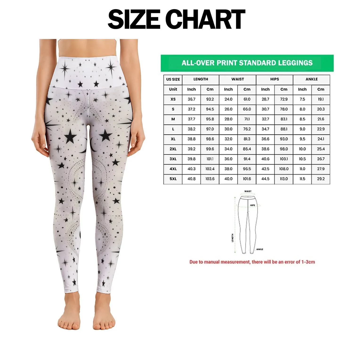 Monochrome Stars and Dots for Yoga, Pilates, and Everyday Movement for Women Leggings - 1