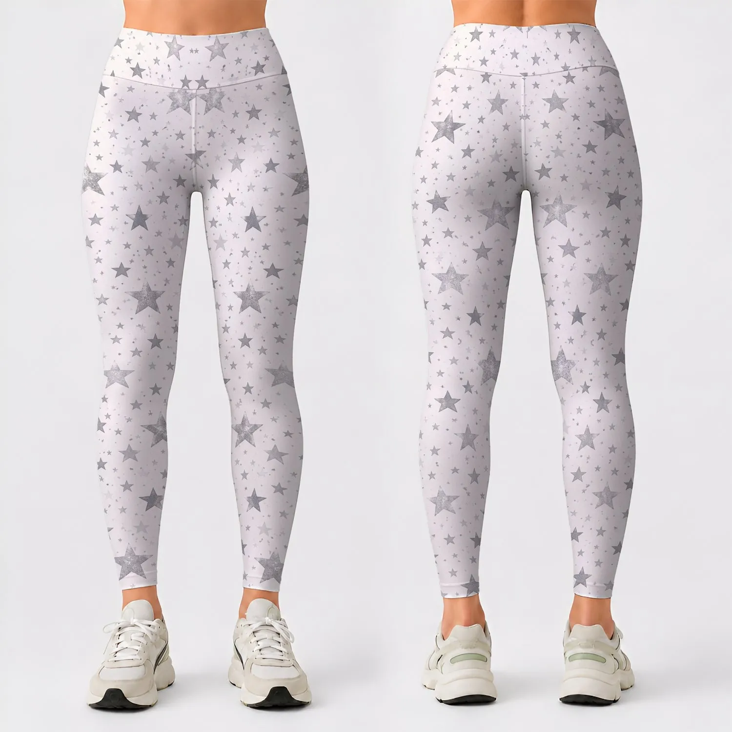 Silver Star Scatter for Yoga, Pilates and Everyday Activewear Style Leggings - 1