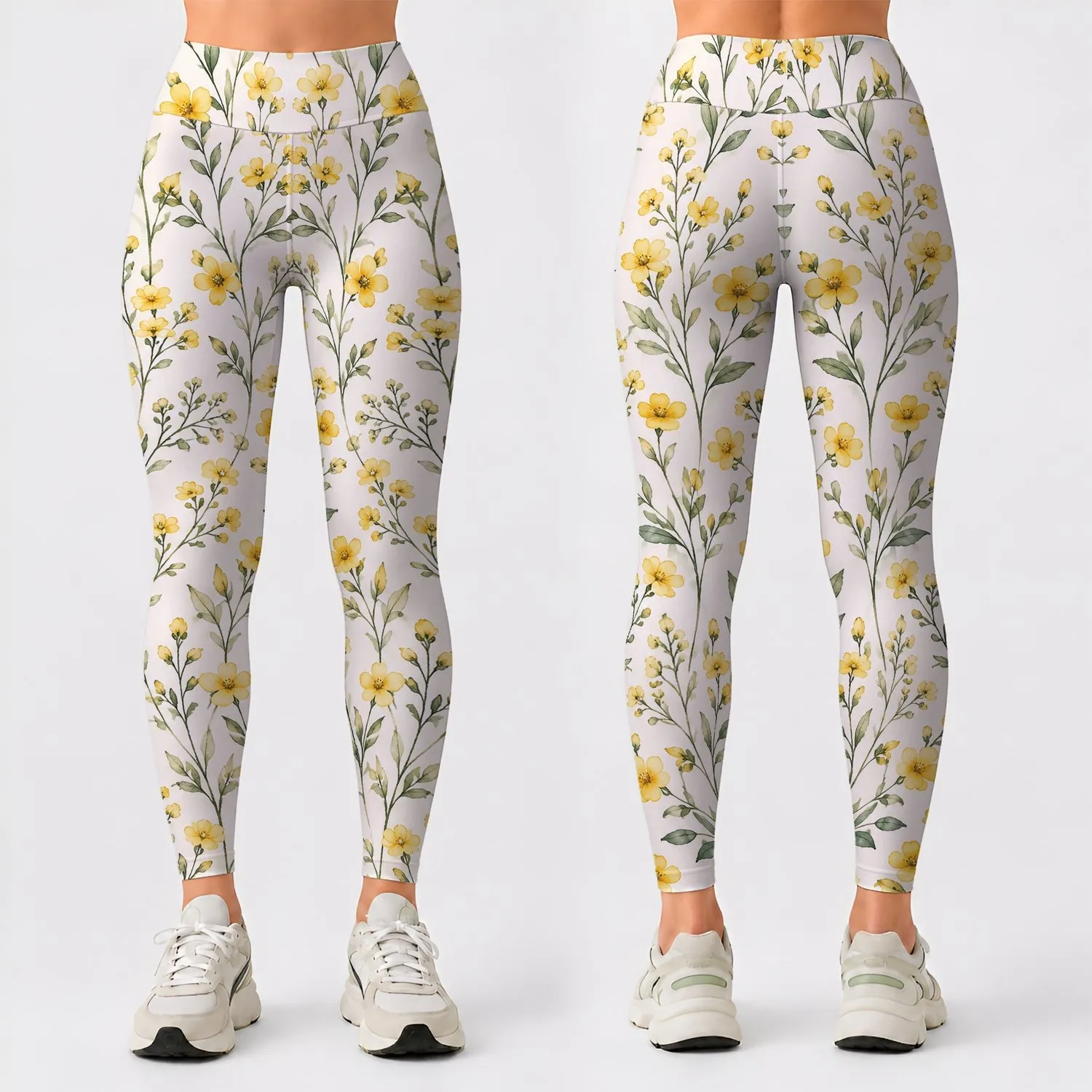 Delicate Yellow Wildflowers for Yoga, Pilates, and Everyday Spring Style Leggings - 1