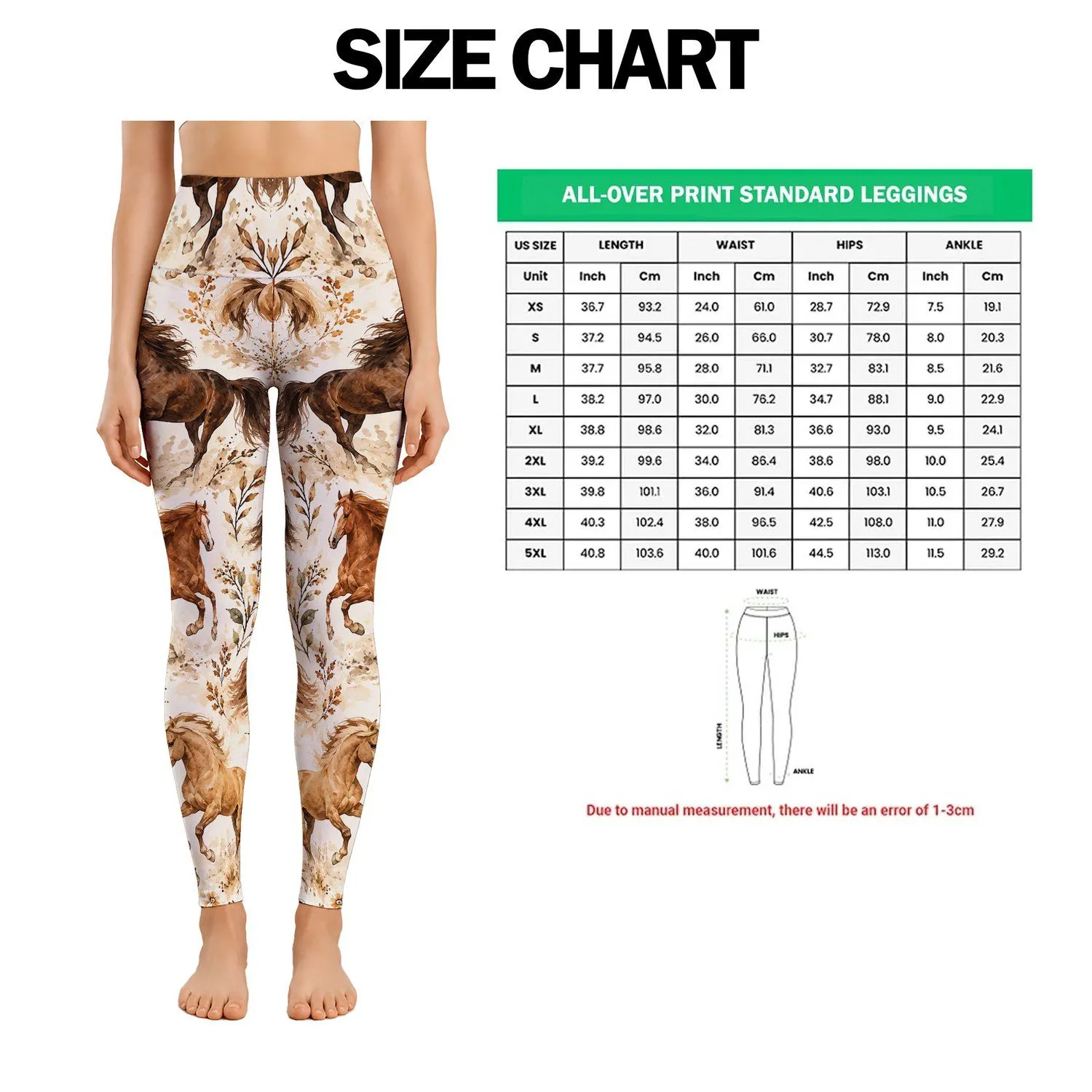 Warm Chestnut Galloping Horses for Pilates, Trail Days and Everyday Country Style Leggings - 1