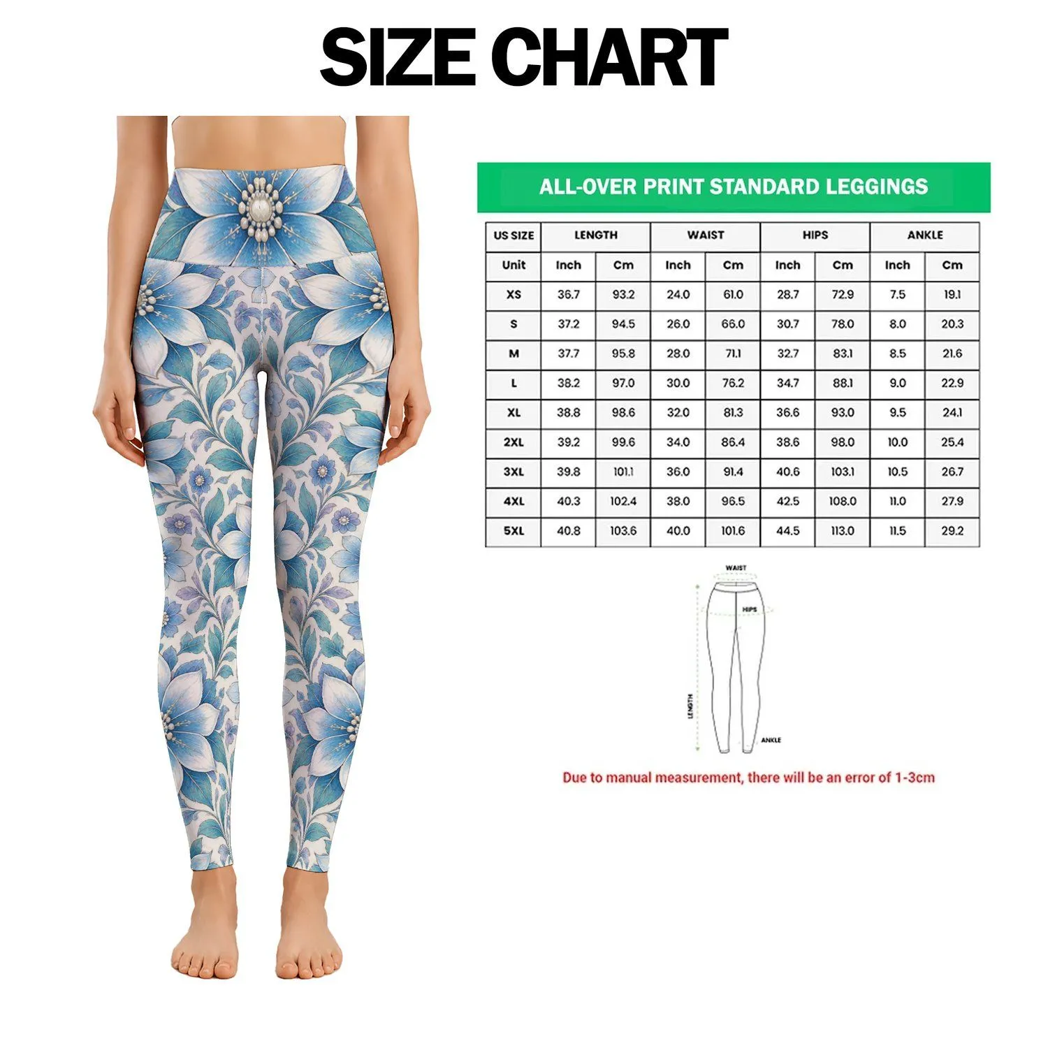 Turquoise Floral Medallions for Yoga, Pilates and Everyday City Style Leggings - 1