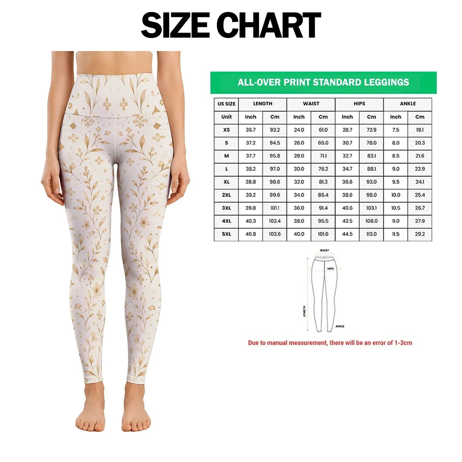 Ivory Micro Dots And Petite Florals For Yoga, Pilates, And Daily Active Living Leggings - 1