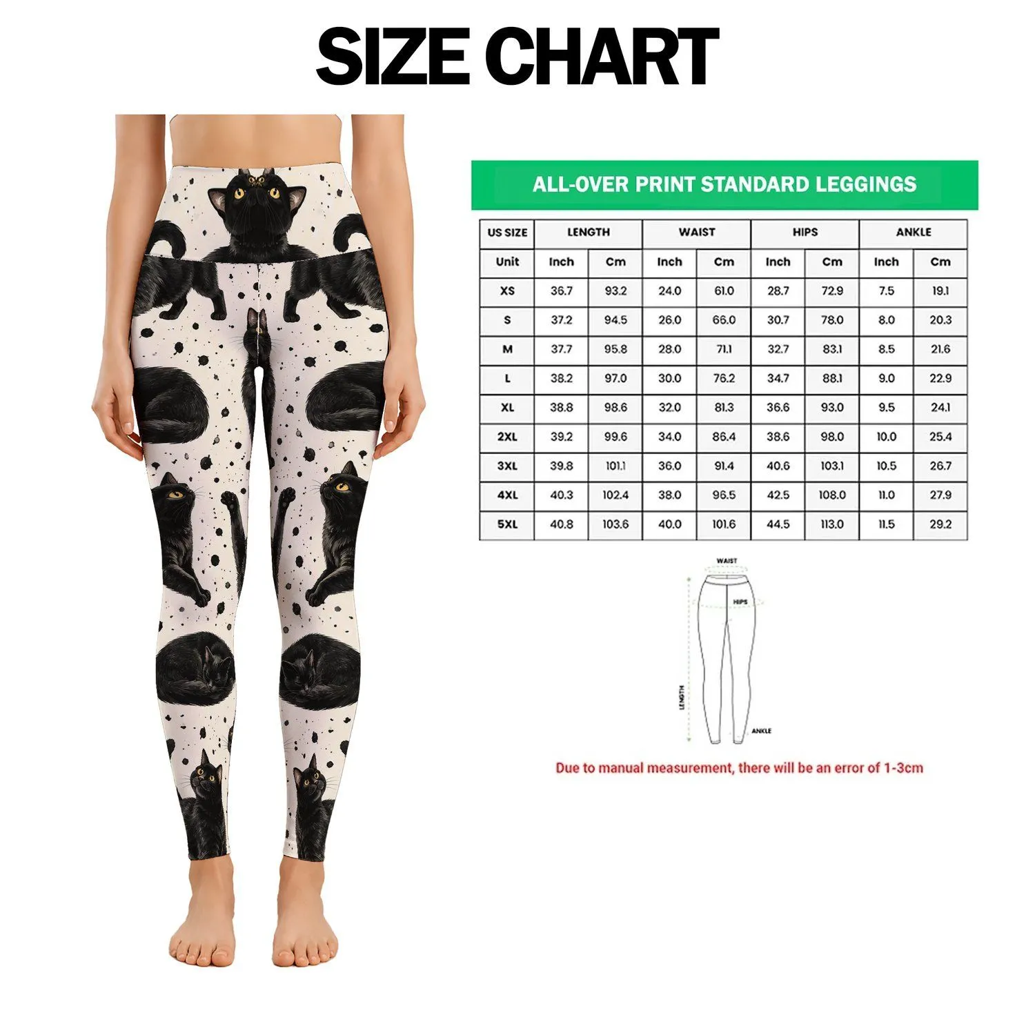 Black Cat Scatter for Yoga, Pilates and Everyday Casual Style for Cat Lovers Leggings - 1