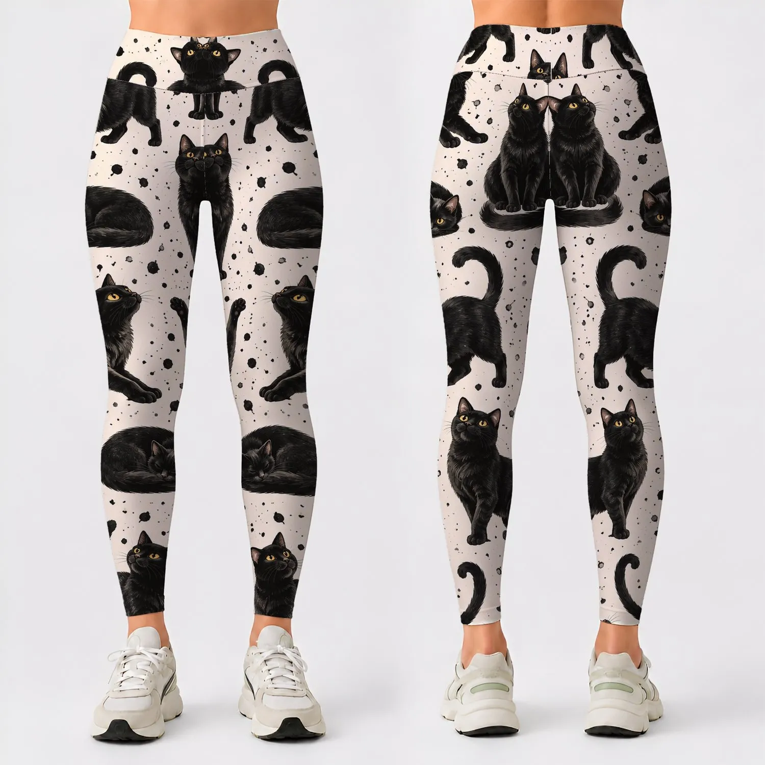 Black Cat Scatter for Yoga, Pilates and Everyday Casual Style for Cat Lovers Leggings - 1