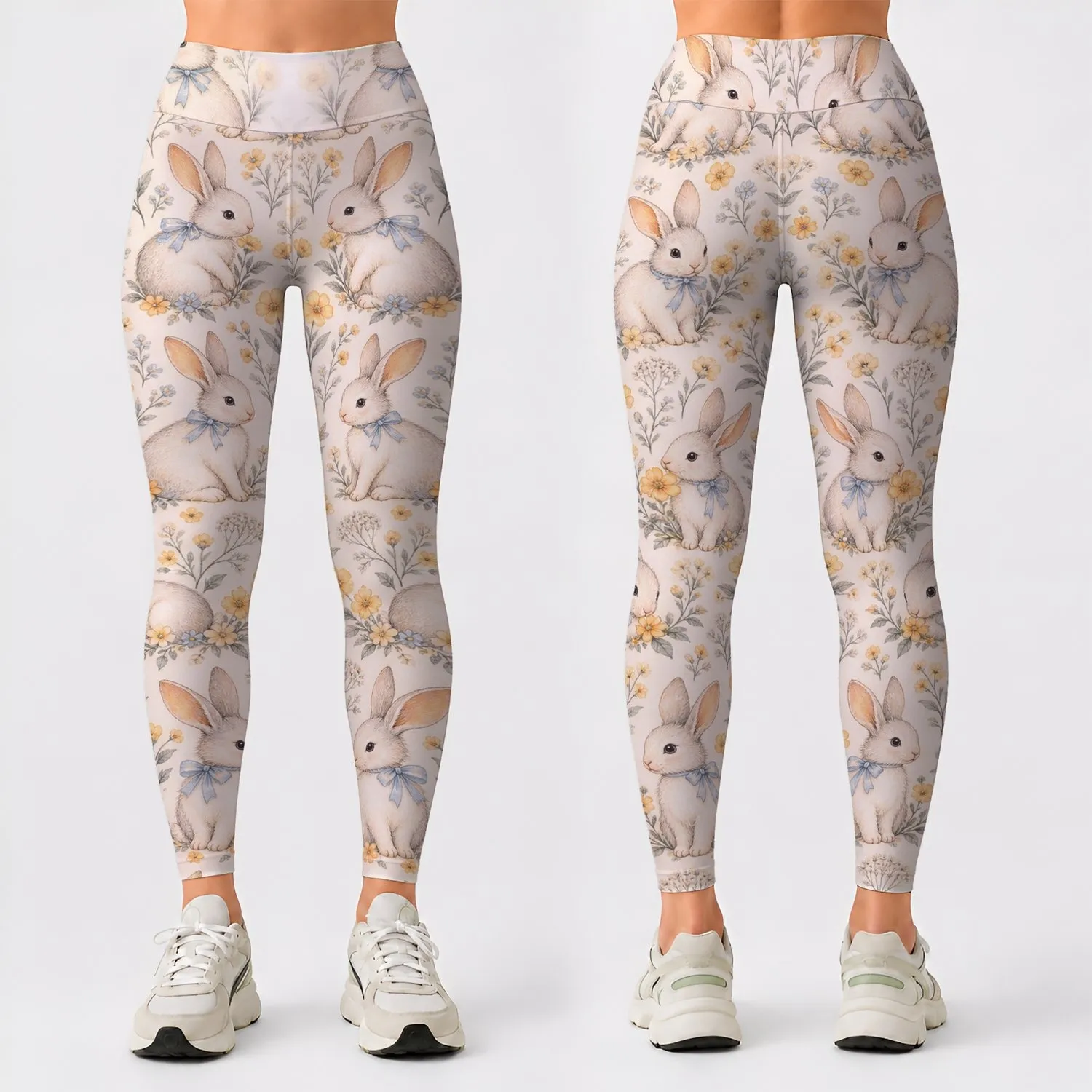 Whimsical Bunny Blossoms for Yoga, Pilates and Everyday Outings Leggings - 1