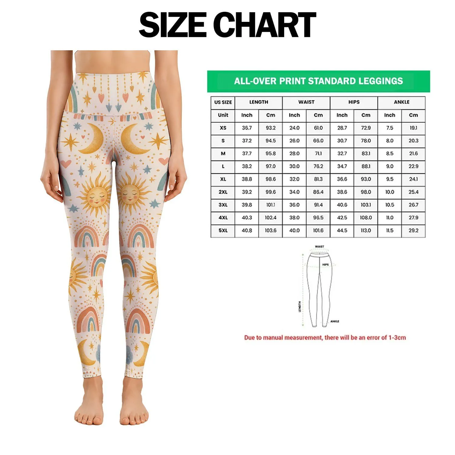 Rainbow Arches, Moons And Sunshine For Yoga, Pilates And Everyday Outings Leggings - 1