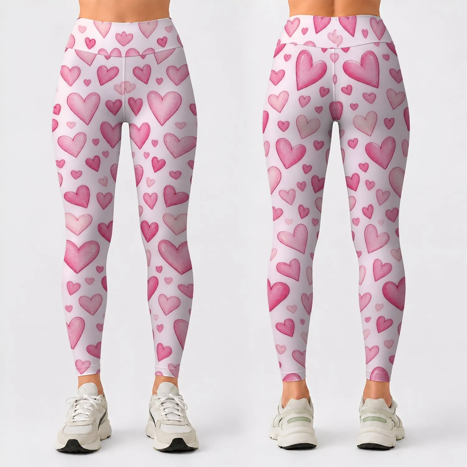 Sweet Pink Heart Motifs for Yoga, Pilates, Commuting and Everyday Outings for Women Leggings - 1