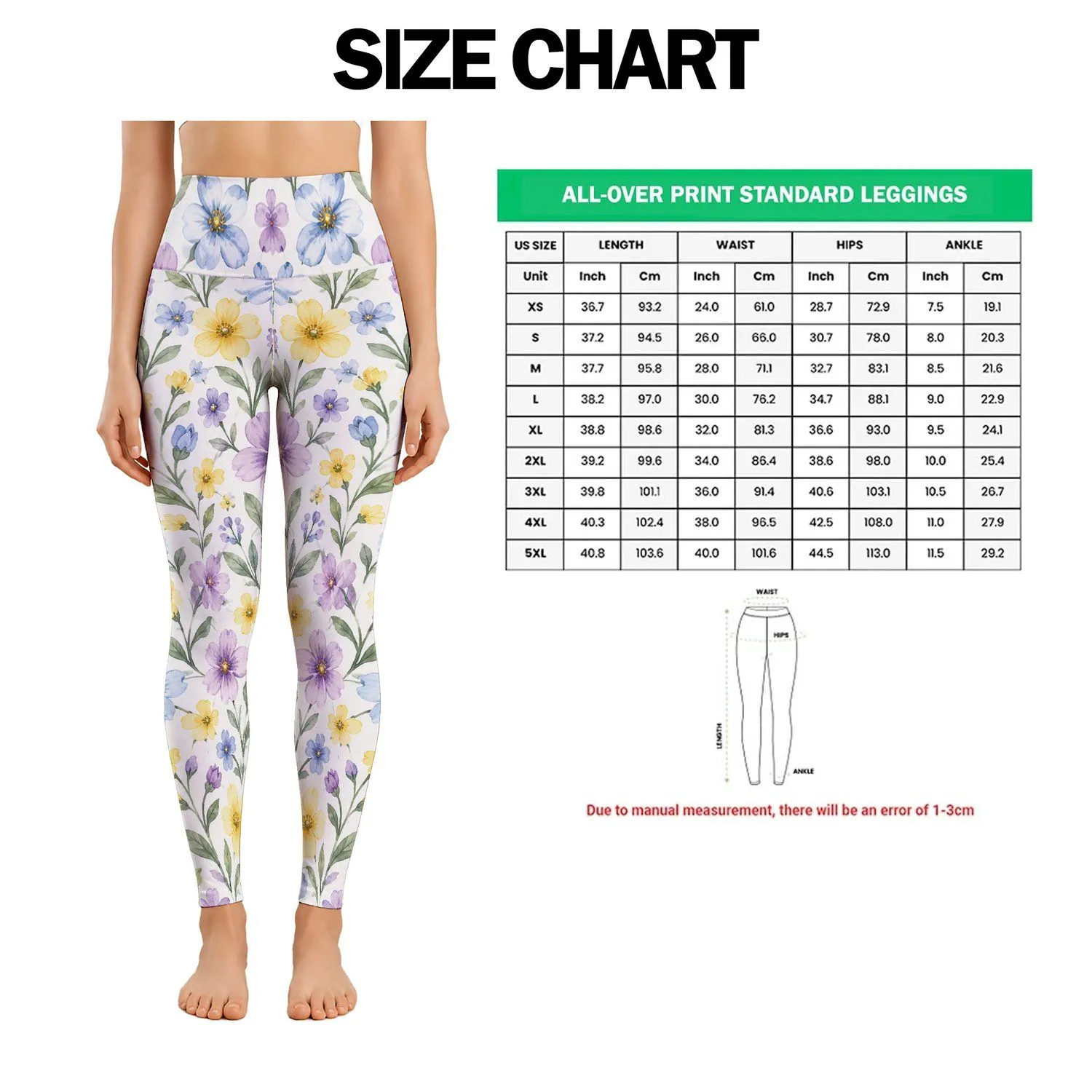 Pastel Ditsy Flowers for Yoga, Pilates, Errands And Everyday Spring Style Leggings - 1