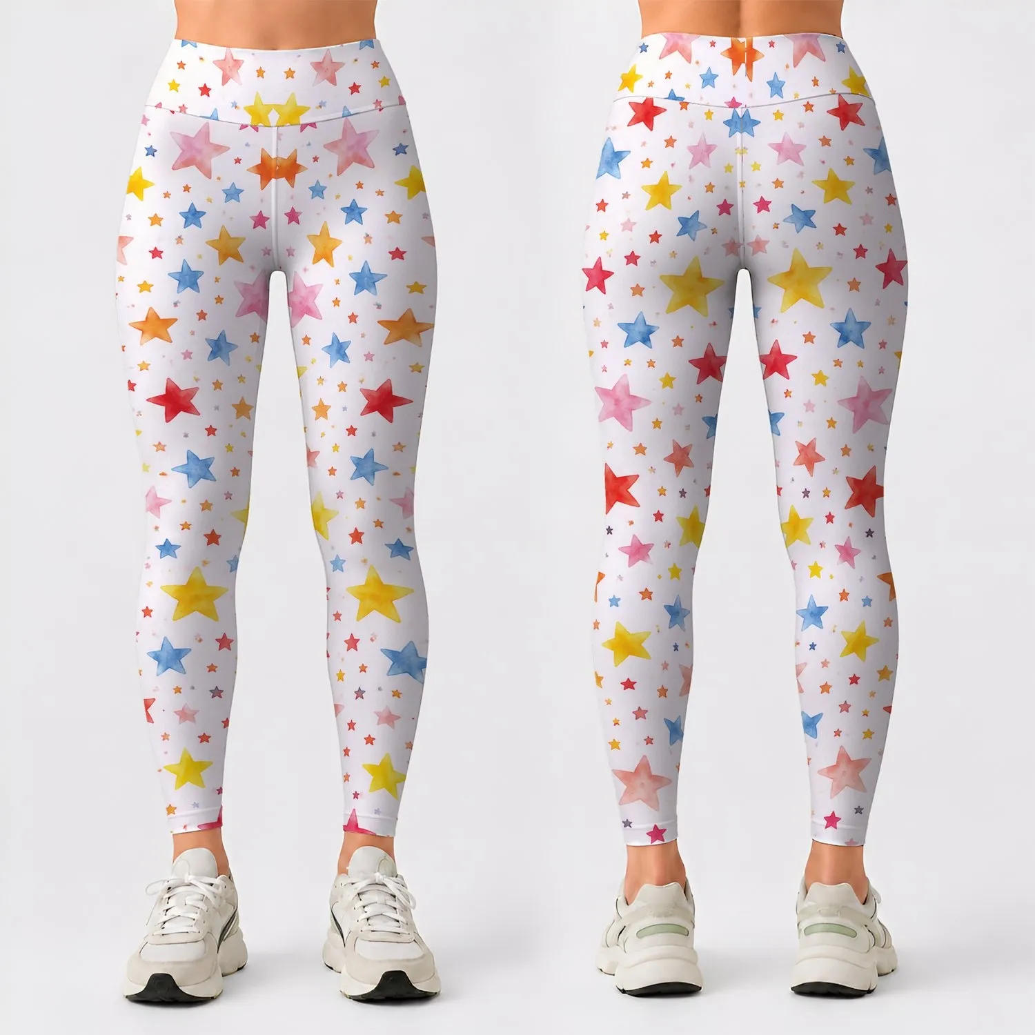 Cheerful Colorful Stars for Yoga, Pilates and Everyday Active Style and Travel for Women Leggings - 1
