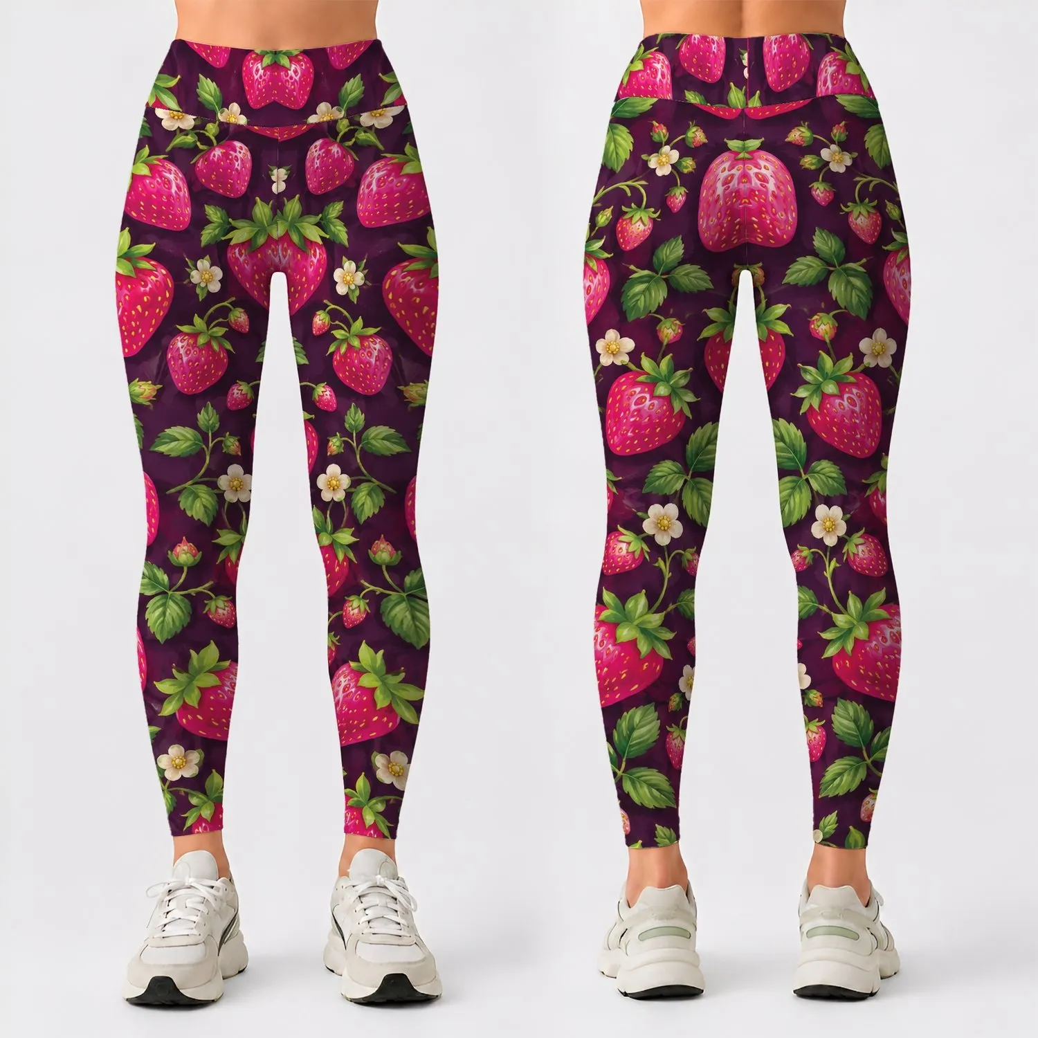 Bright Strawberry Garden for Yoga, Pilates, and Cheerful Everyday Summer Outings Leggings - 1